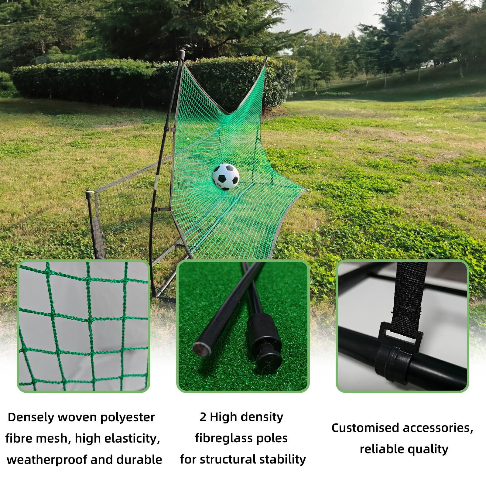 Kapler Fußball Rebounder Netz 2-in-1 Fußballtor für Garten & Training: Robuster Stahlrahmen - Tragbare Fußball Rebound Wand & Kickbacknetz für Kinder & Erwachsene