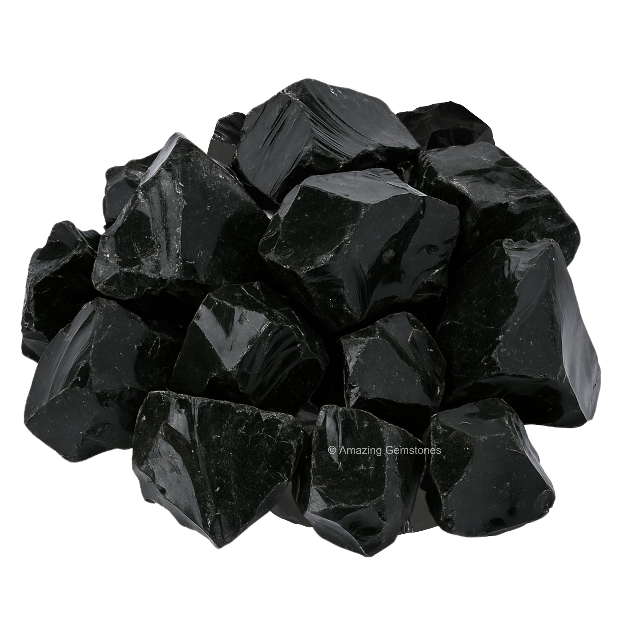 Black Obsidian Crystals and Healing Stones, 5 Piece Raw | Certified Healing Crystal Rough Rocks For Tumbling and DIY Projects Gifts - Positive Energy, Chakra Healing, Meditation