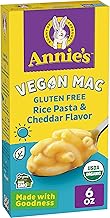 Annie’s Vegan Mac Rice Pasta and Cheddar Flavor Dinner with Organic Gluten Free Pasta, 6 OZ