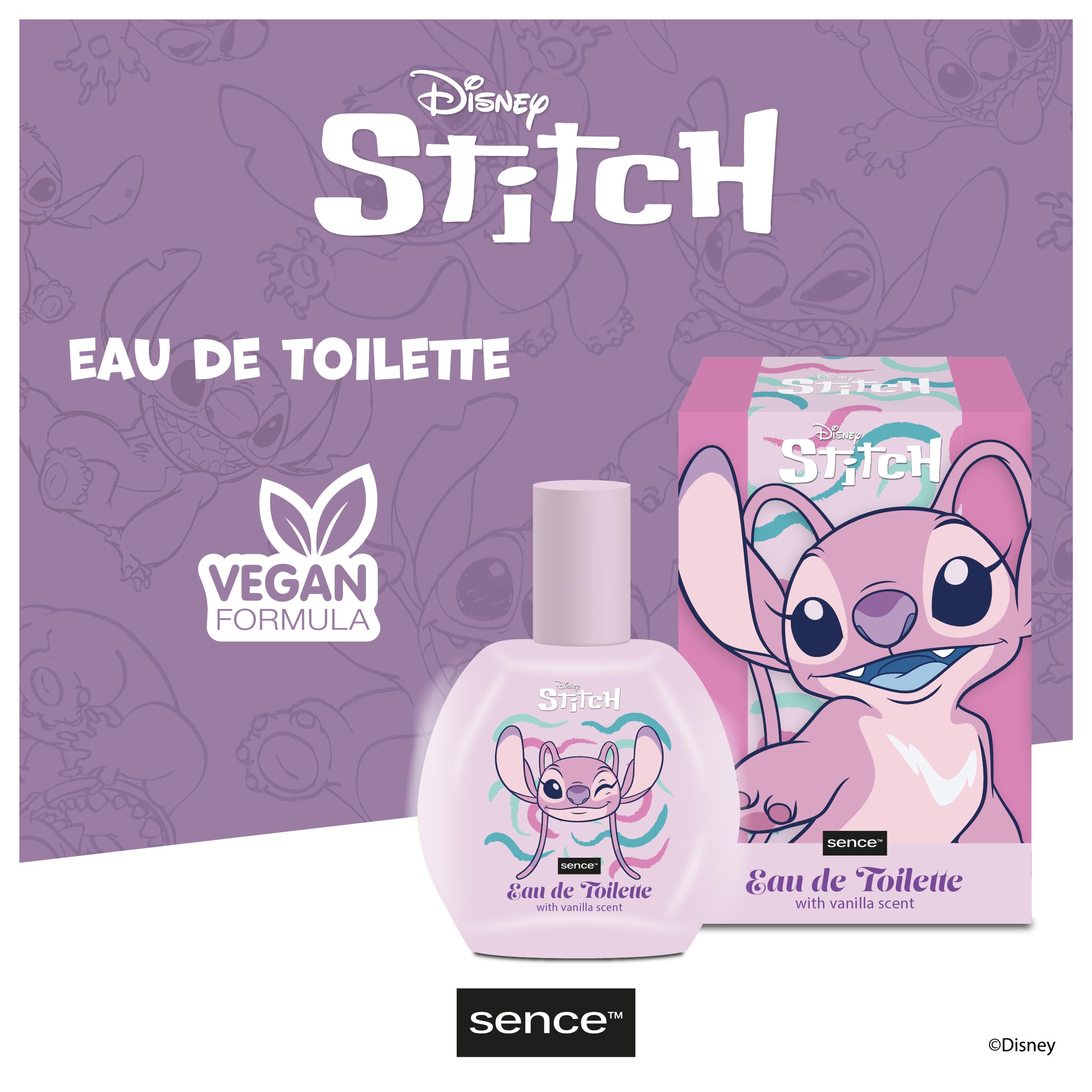 Disney Stitch & Angel Vaniglia EDT, profumo per donne, bambini, adolescenti e ragazze, Sence Vegan Beauty Eau de Toilette, profumo per bambini (1 x 100 ml)