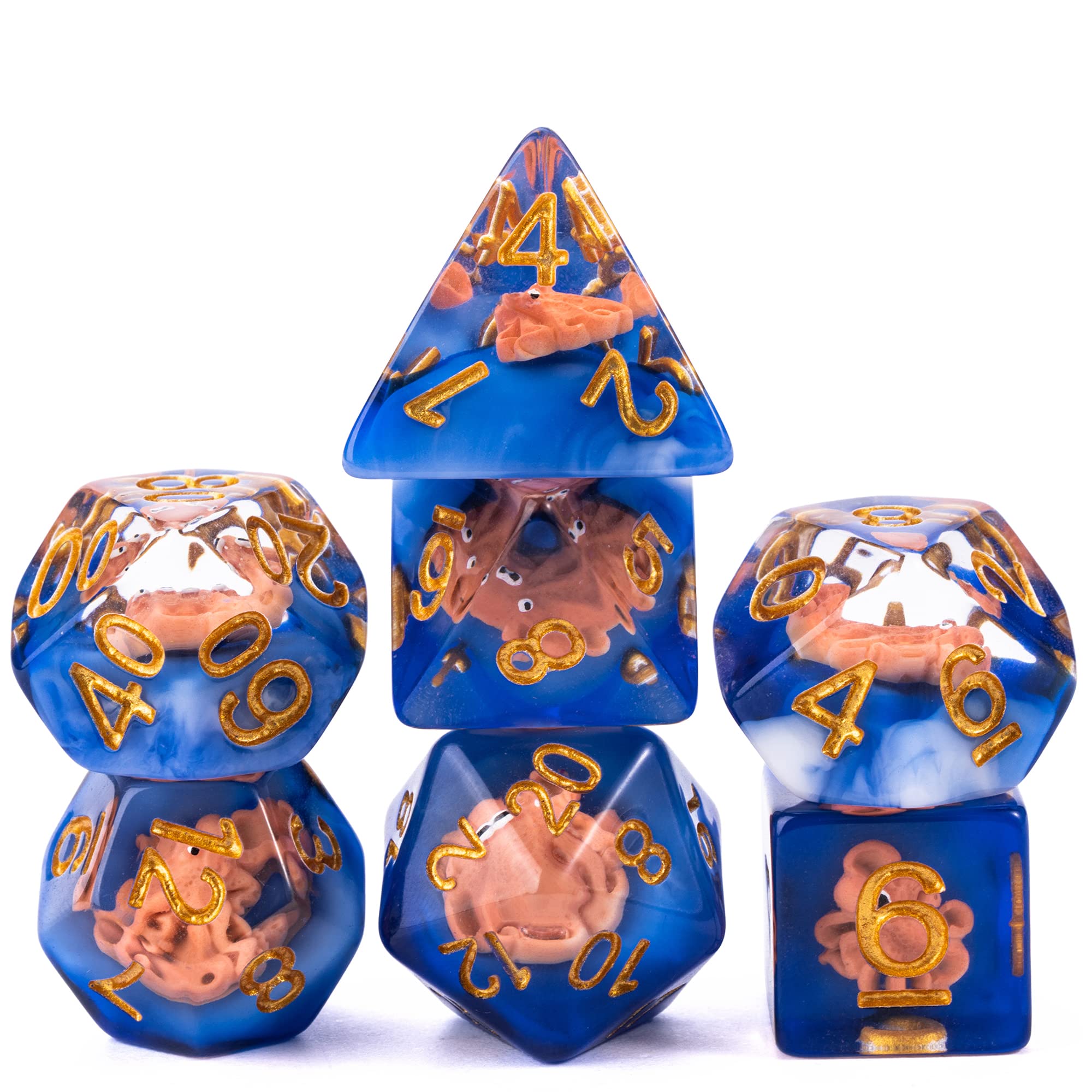 UDIXI Octopus DND Dice Set, 7PCS Resin Blue D&D Dice Set for RPG Role Palying Games and Other Tabletop Games, d and d, โ image 1