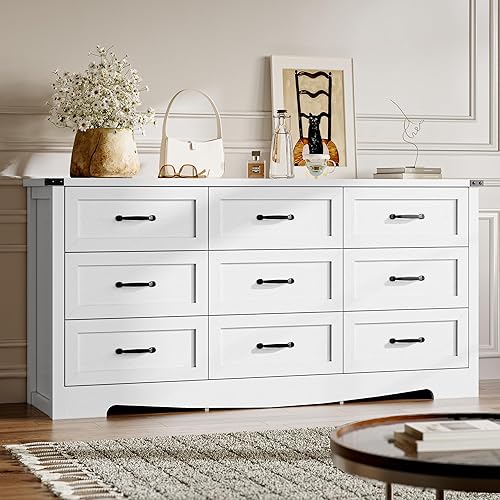 BORNOON 9-Drawer Dresser for Bedroom, Modern Wooden Chest of Drawers