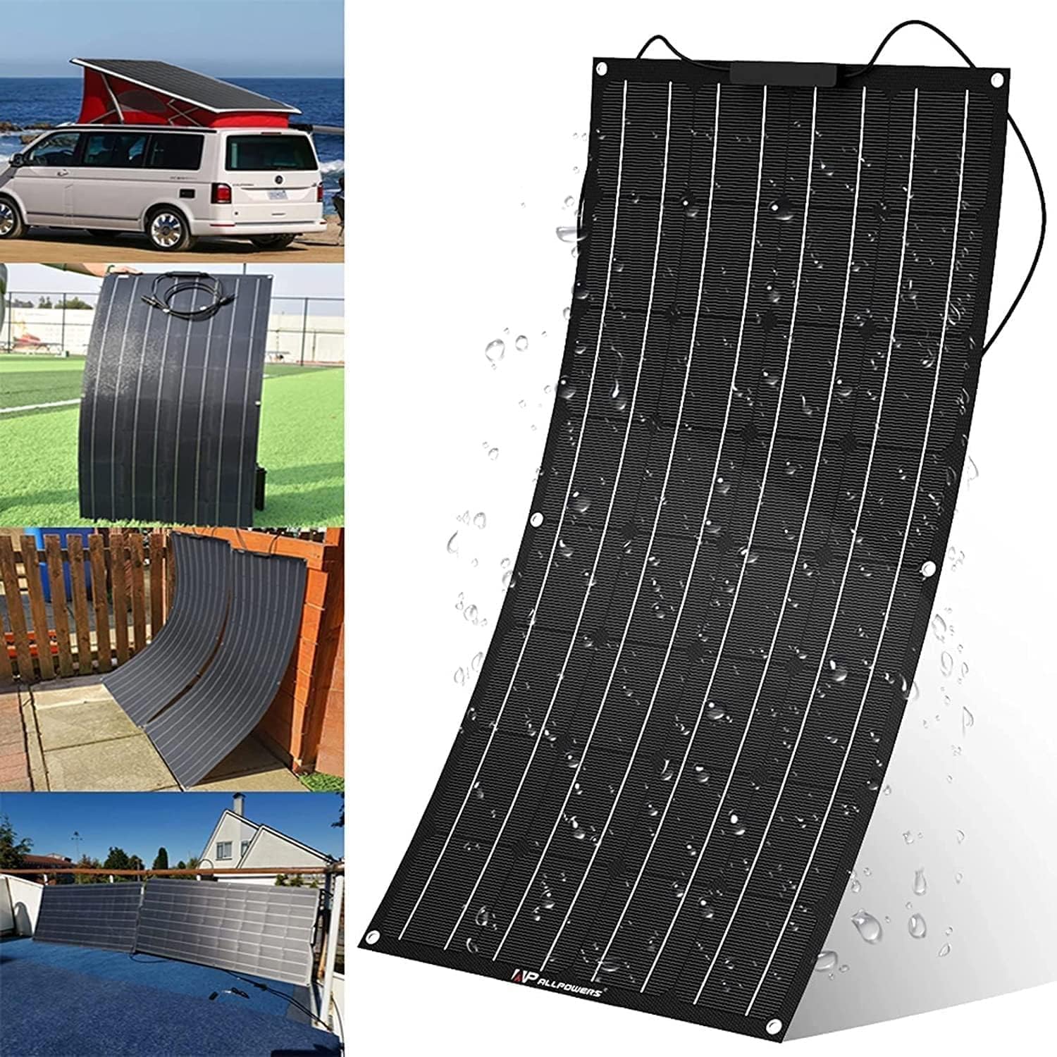 KEuLen Pannello solare monocristallino pannello solare 4pcs 300 W kit pannello solare con controller (40A) e cavo modulo fotovoltaico per ricarica batteria 12V-24V per casa