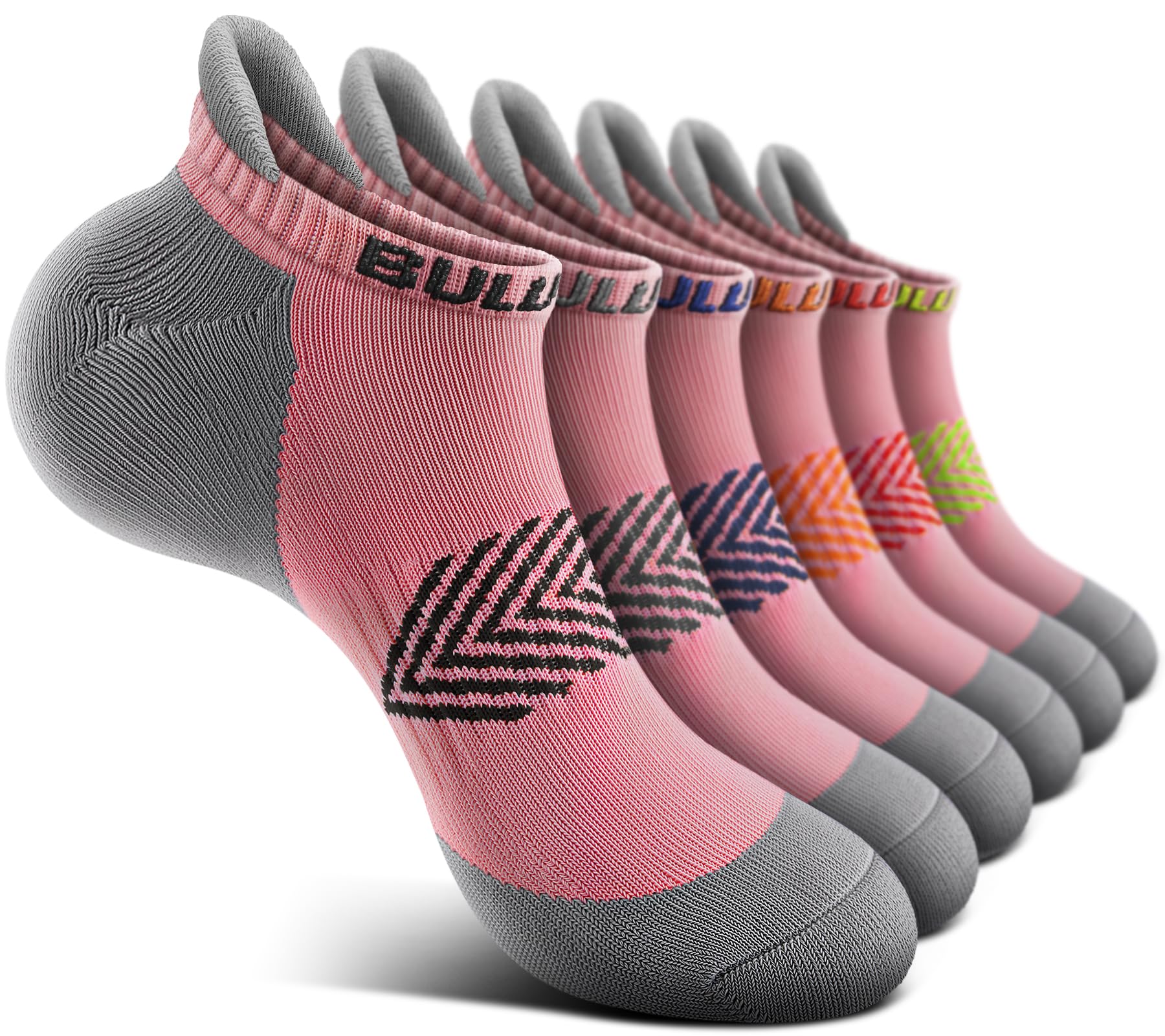 BULLIANT Women Cushioned Running Ankle Socks Anti-Slip Y-Heel No Show 6Pack