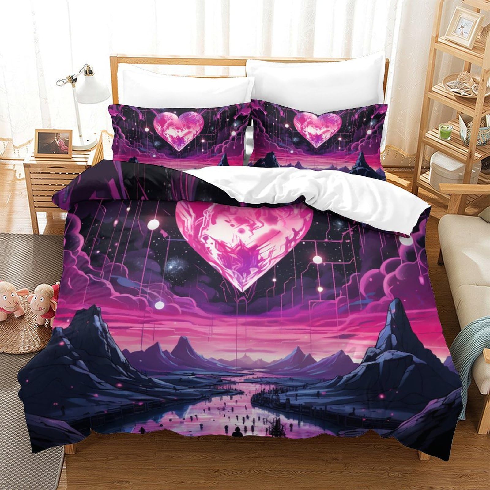 Amour de couette garçon fille : parure de lit 260x220cm pour chambre d'adolescent