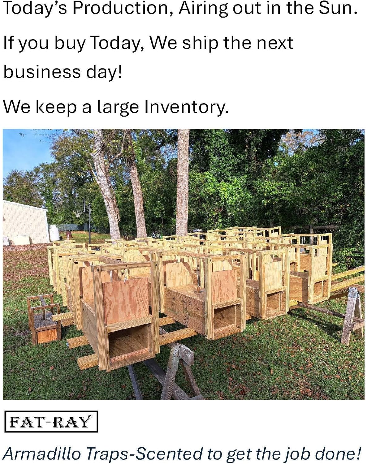 Armadillo Traps by Fat-RAY These Traps are Scented from Live Armadillos. Made from 3/4" Treated Plywood, with Marine Plywood Doors.