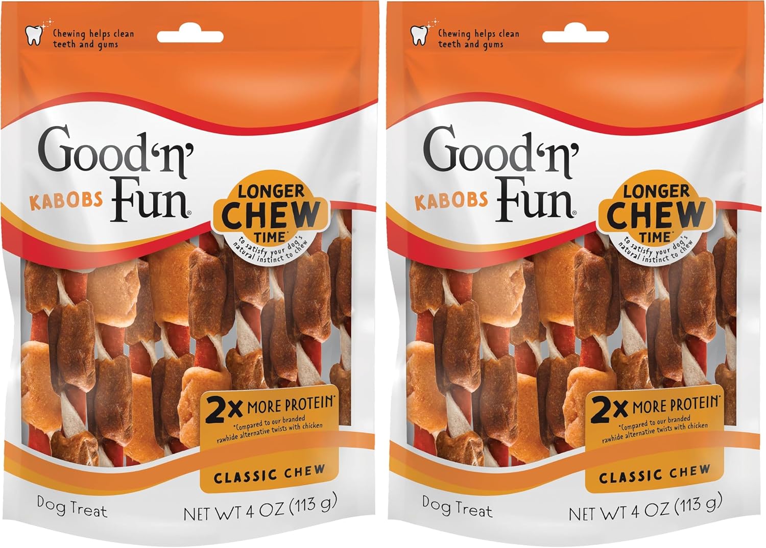 Good'N'Fun Triple Flavored Rawhide Kabobs for Dogs, 4-Ounce (Pack of 2)