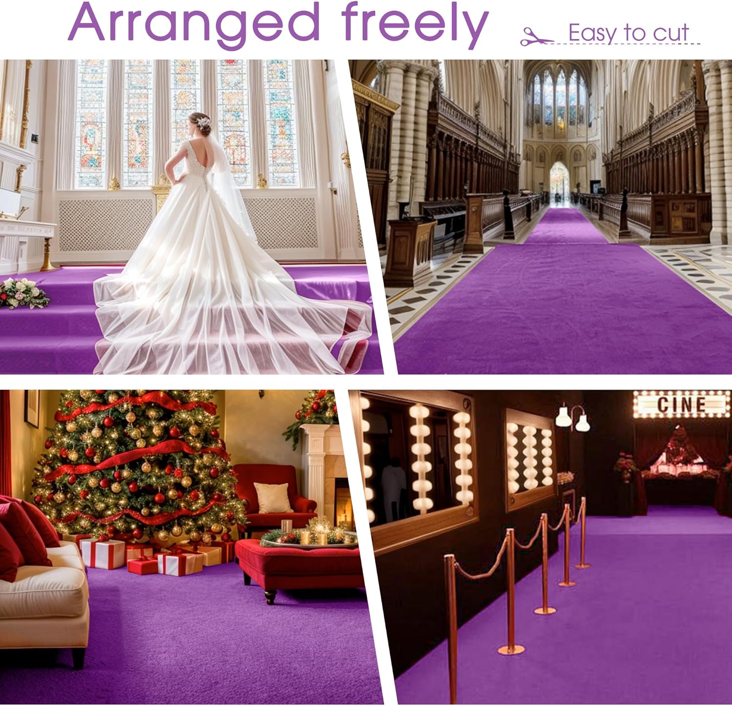 Red Carpet Runner for Party,140GSM 2.6FTx15FT Carpet Party Decorations,Red Runway Rug for Prom Felt Non-Woven Fabric,Runner for Wedding Ceremony (Purple, 2.6x30 FT)