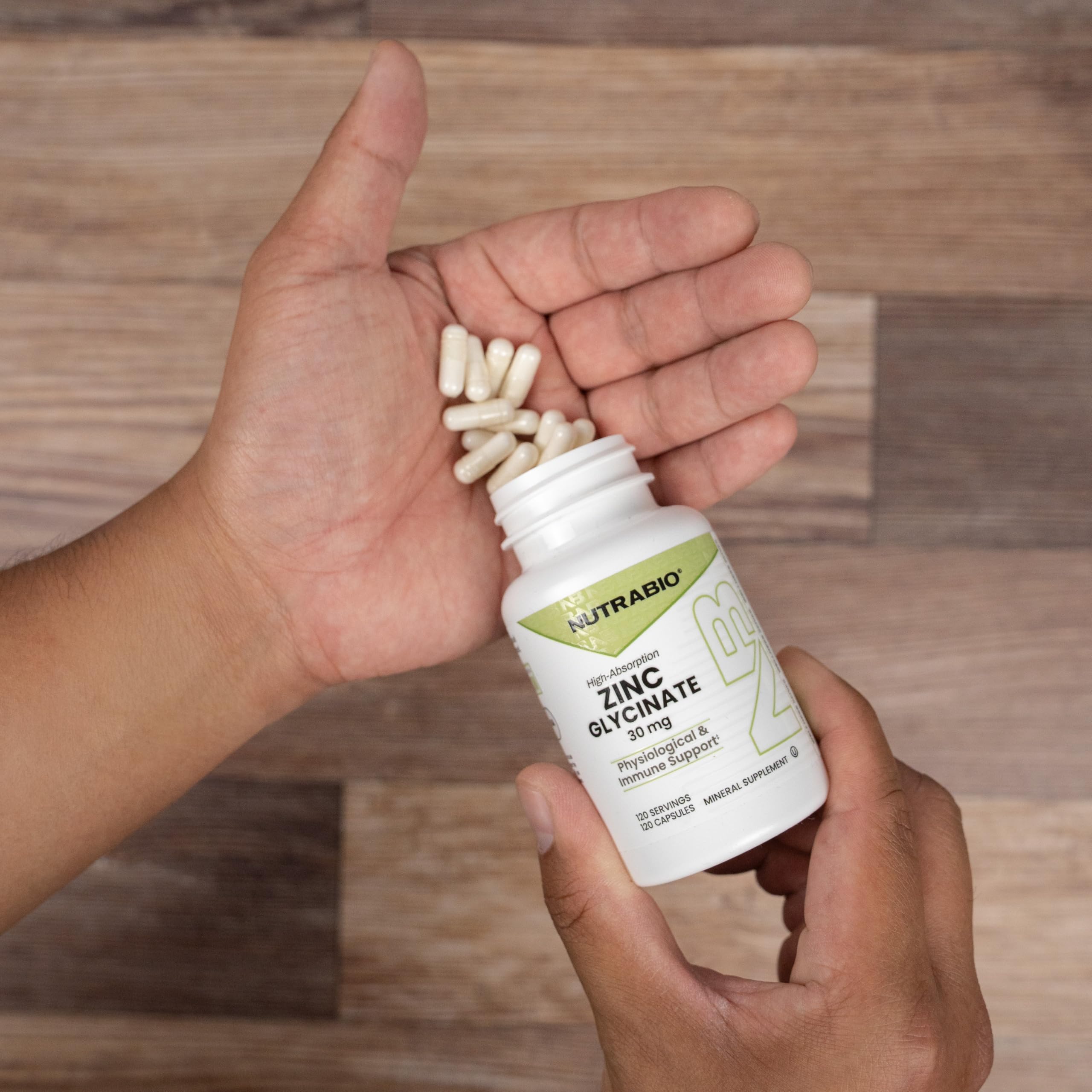 NutraBio Zinc Glycinate Supplement - for Proper Growth, Development, and Immune Health - 30mg of Zinc per Vegetarian Capsules - 120 Servings — Amazon image 6