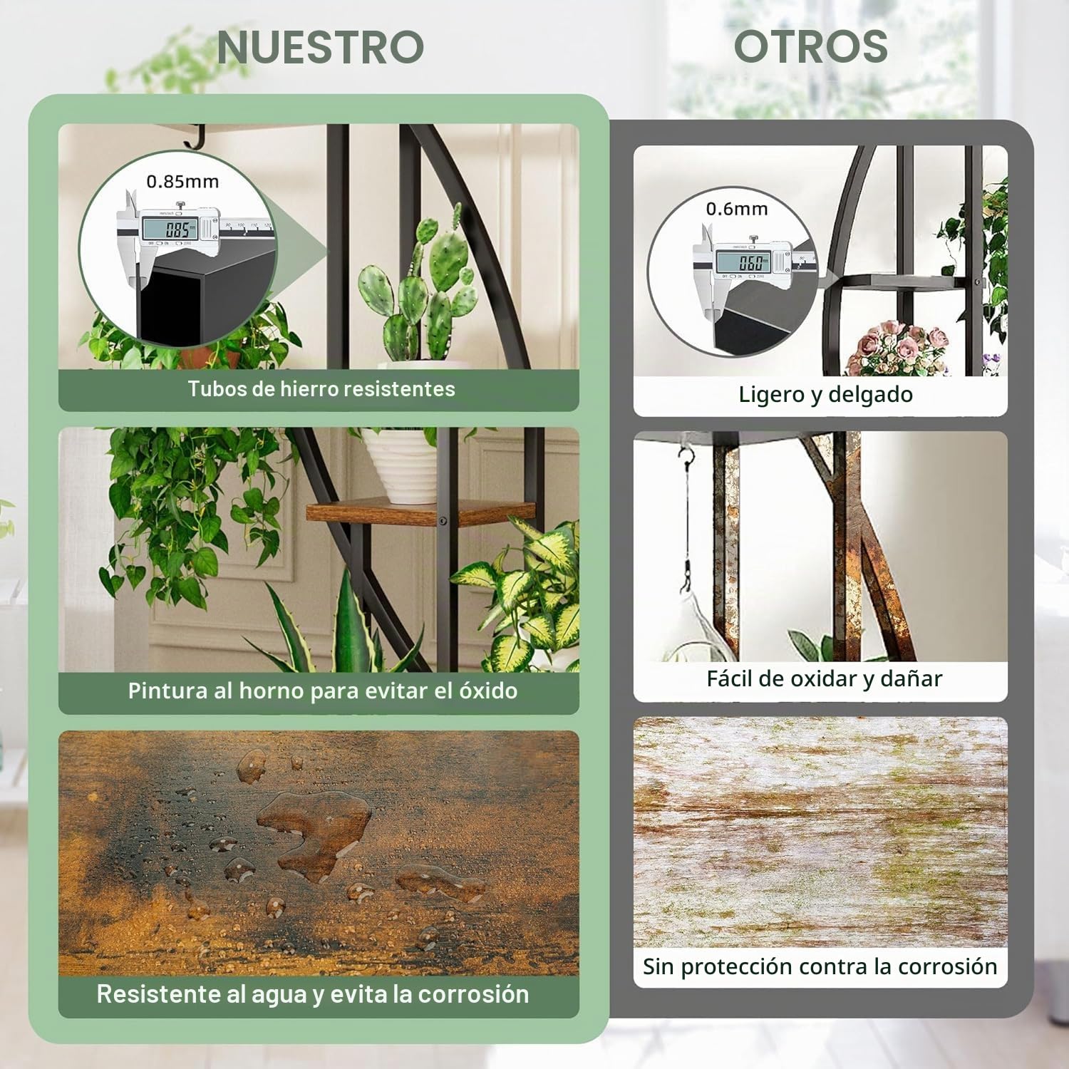 BACEKOLL Soporte para plantas de interior con luz de cultivo, 6 niveles y 160 cm de alto. Estante grande para exhibir plantas en sala de estar u otros espacios (2 juegos)