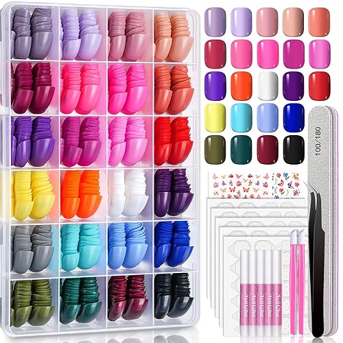 TsMADDTs Press on Nails, 720 pcs Short Round Fake Nails