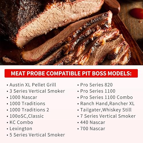 Miniatura 4 de Sonda de carne de repuesto para parrilla de pellets Pit Boss y ahumador de pellets, enchufe de 0.138 in, paquete de 2 sondas de carne con accesorios