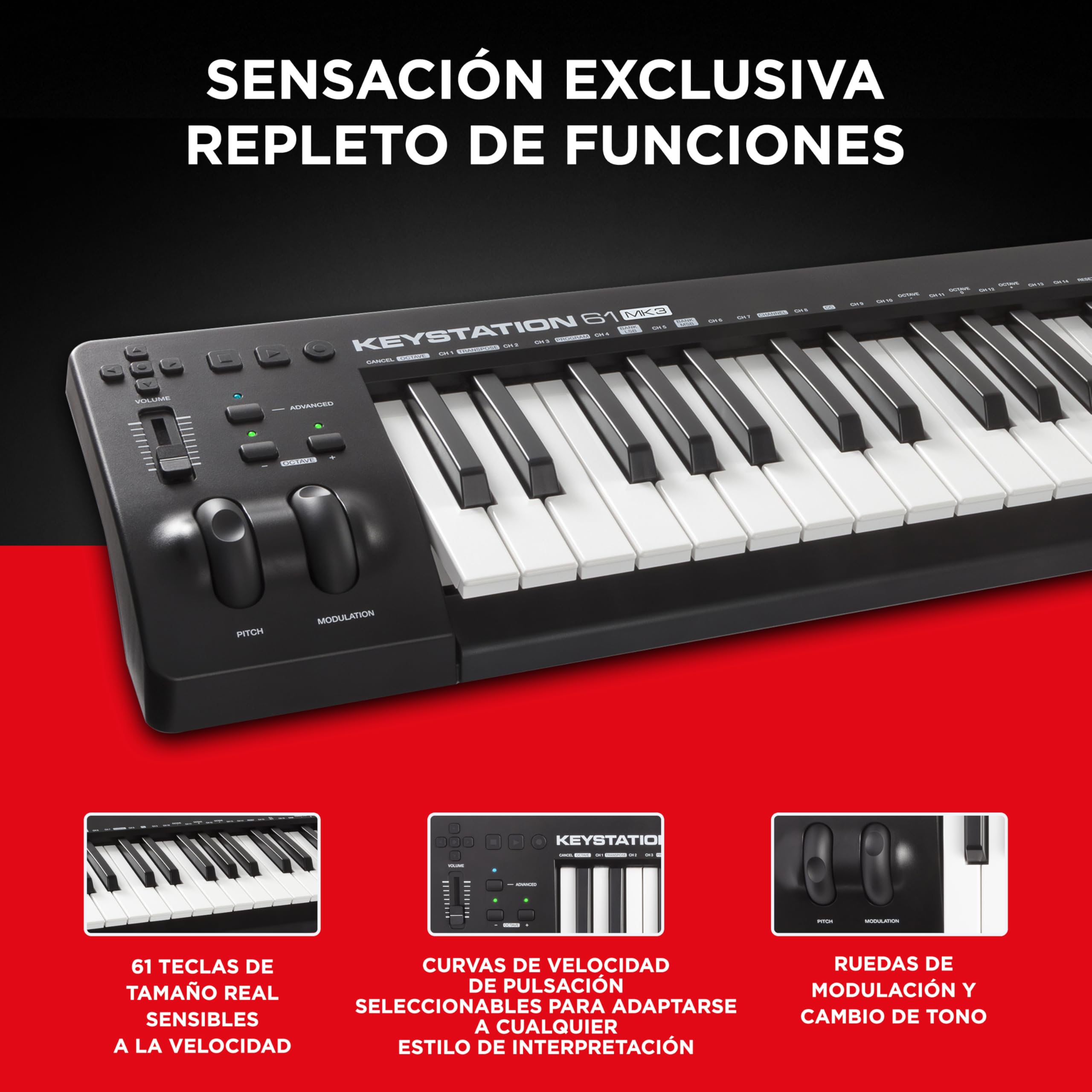 M-AUDIO Keystation 61MK3 Compact 61-Key MIDI Controller Keyboard