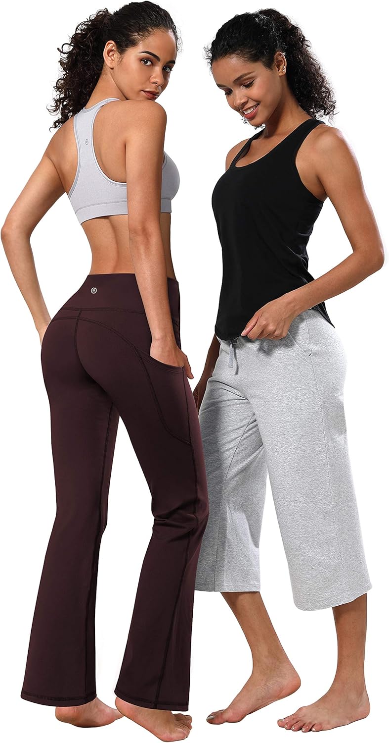 BUBBLELIME 29"/31"/33"/35"/37" Women High Waist Bootlegs Yoga Pants Tummy Control Bootcut Workout Flared Out Pockets - Image 4