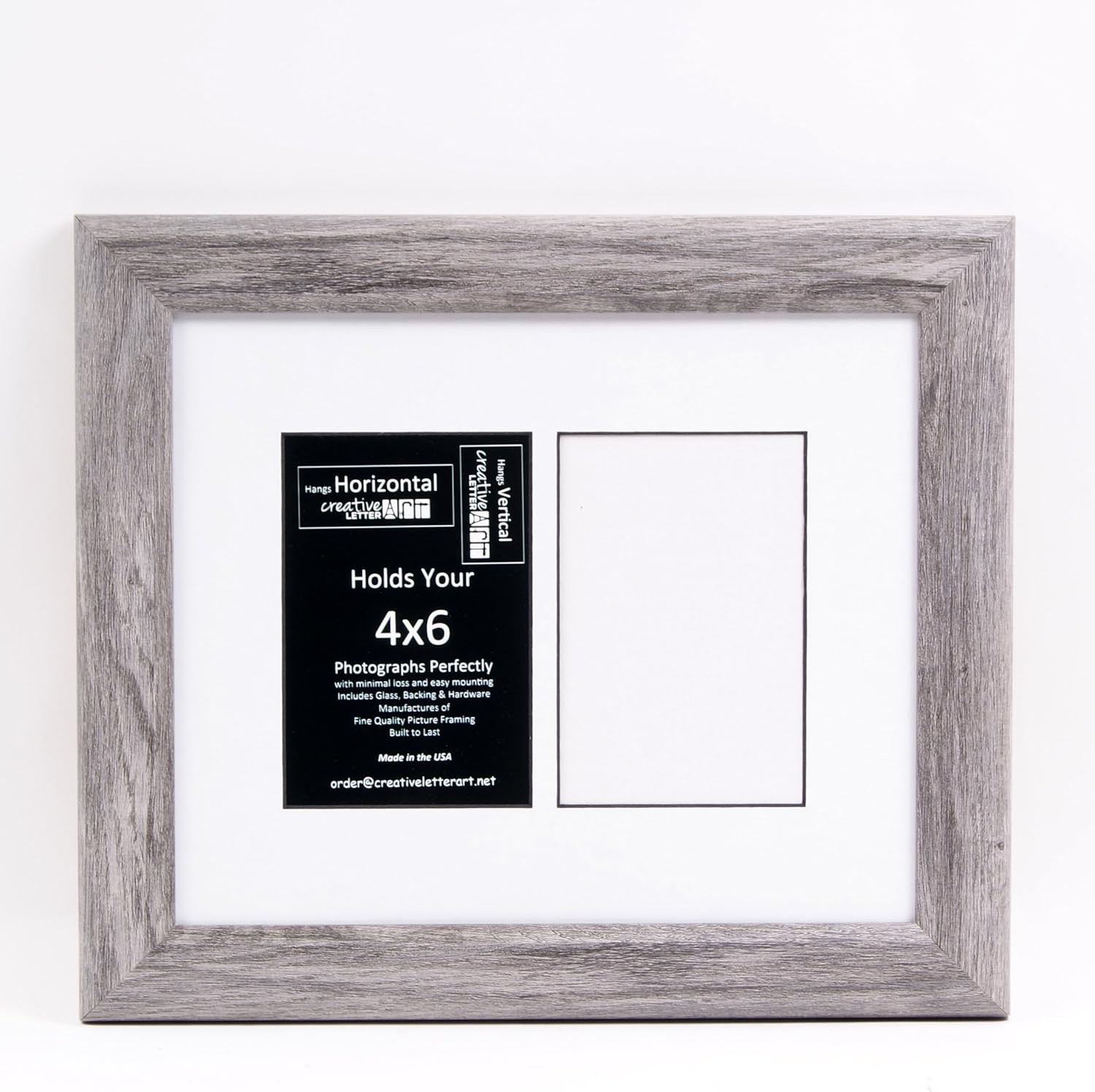Creative Letter Art [10x16 3 Opening Glass Face Black Picture Frame to hold 4 by 6 Photographs including 10 by 16 inch White Mat Collage