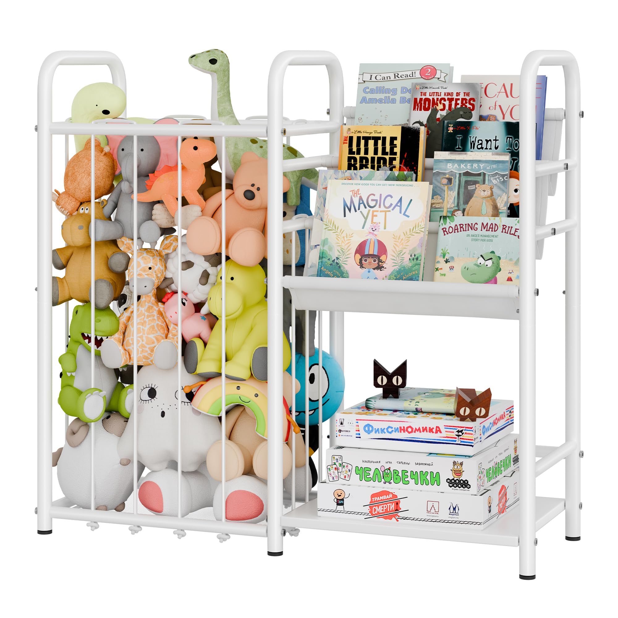 GRANNY SAYS 3-Tier Storage Organizer with Bookshelf, Elastic Cord Organizer for Books and Items, Space-Saving Storage Solution for Home, Living Room,