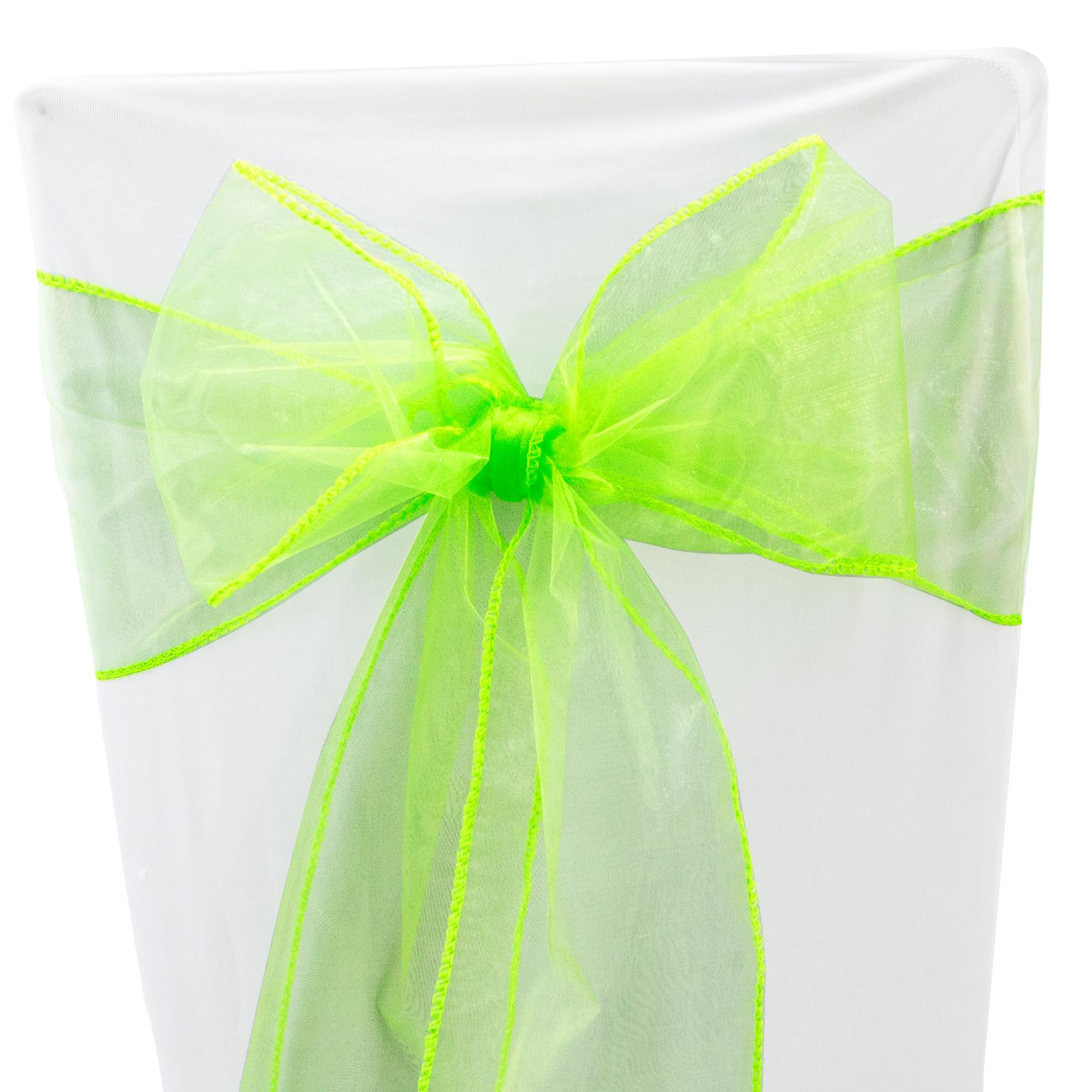 Time to Sparkle 80PCS 17x280cm Organza Chair Sashes Wider Fuller Cover Party Decoration Bow Sashes for Wedding -Lime Green