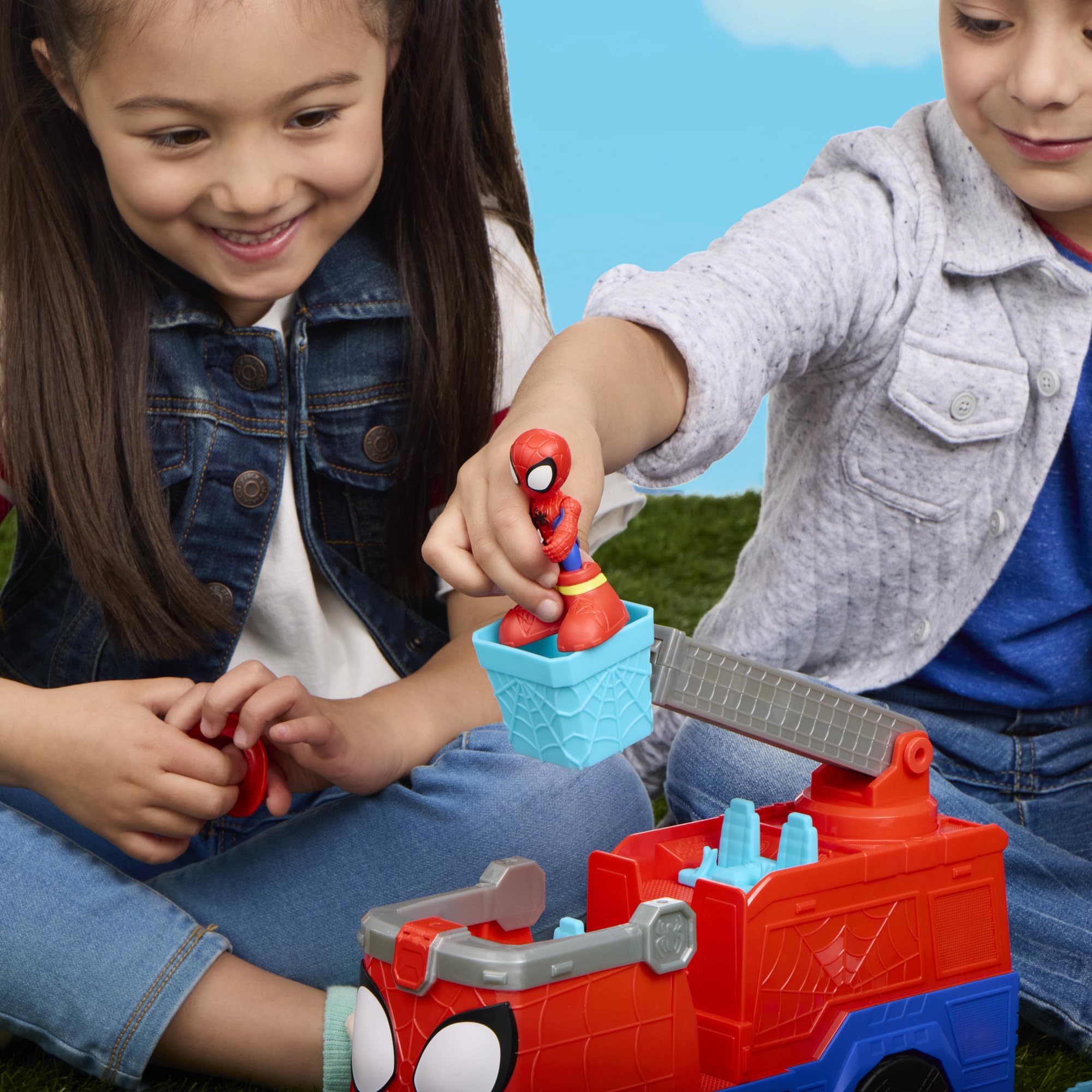 Hasbro Marvel, Spidey e i Suoi Fantastici Amici, Camion dei Pompieri Rescue-Webs, Action Figure e Veicolo