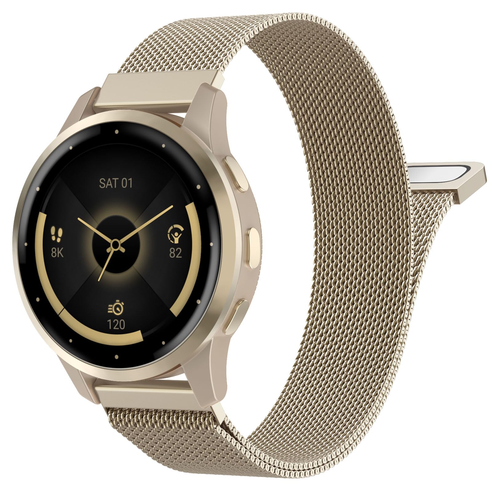 MoKo 18mm 20mm 22mm Metal Band Compatible with Garmin Venu 3S/Venu 4 Watch Bands, Stainless Steel Mesh Strap for Vivoactive 5/6/4S/3, Forerunner 265S/255S Quick Release Replacement Strap Women Men