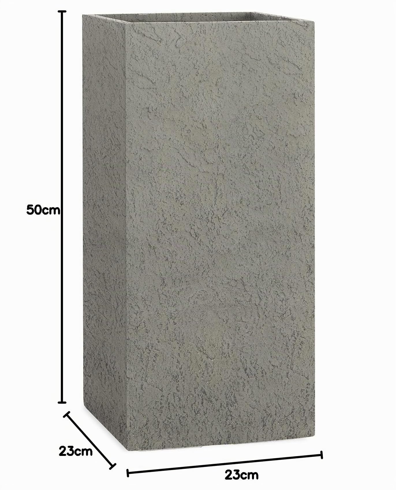 Pflanzwerk® Fioriera Vaso per Fiori Portavaso Lana di Vetro Tower Lava Grigio 50x23x23cm XXL *Resistente al Gelo* *Protezione UV* *Europea di qualità*
