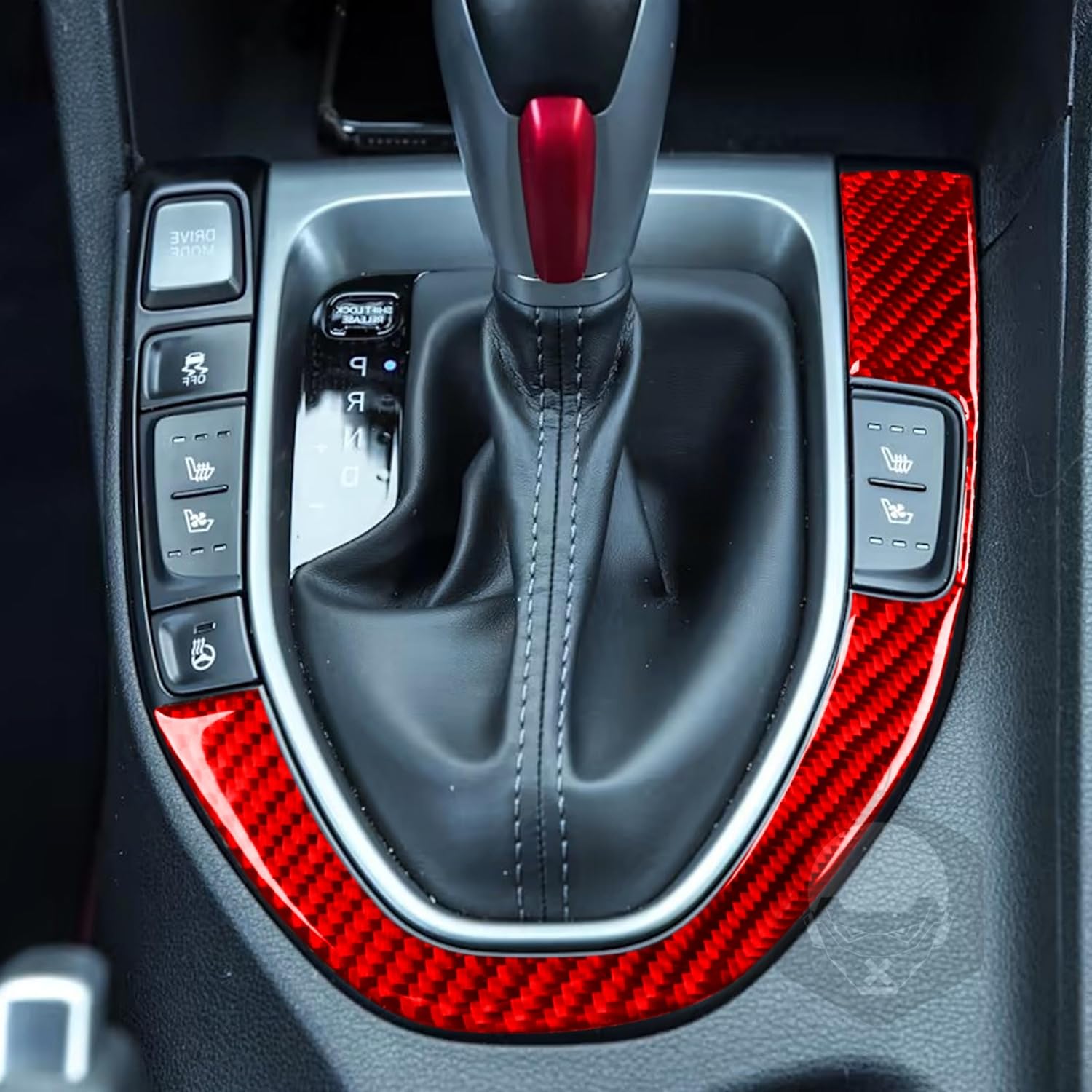 Carbon Fiber Frame Cover Trim Sticker Accessories Decoration Compatible with Hyundai Veloster 2018-2024 (Red, Gear Shift Frame 14)