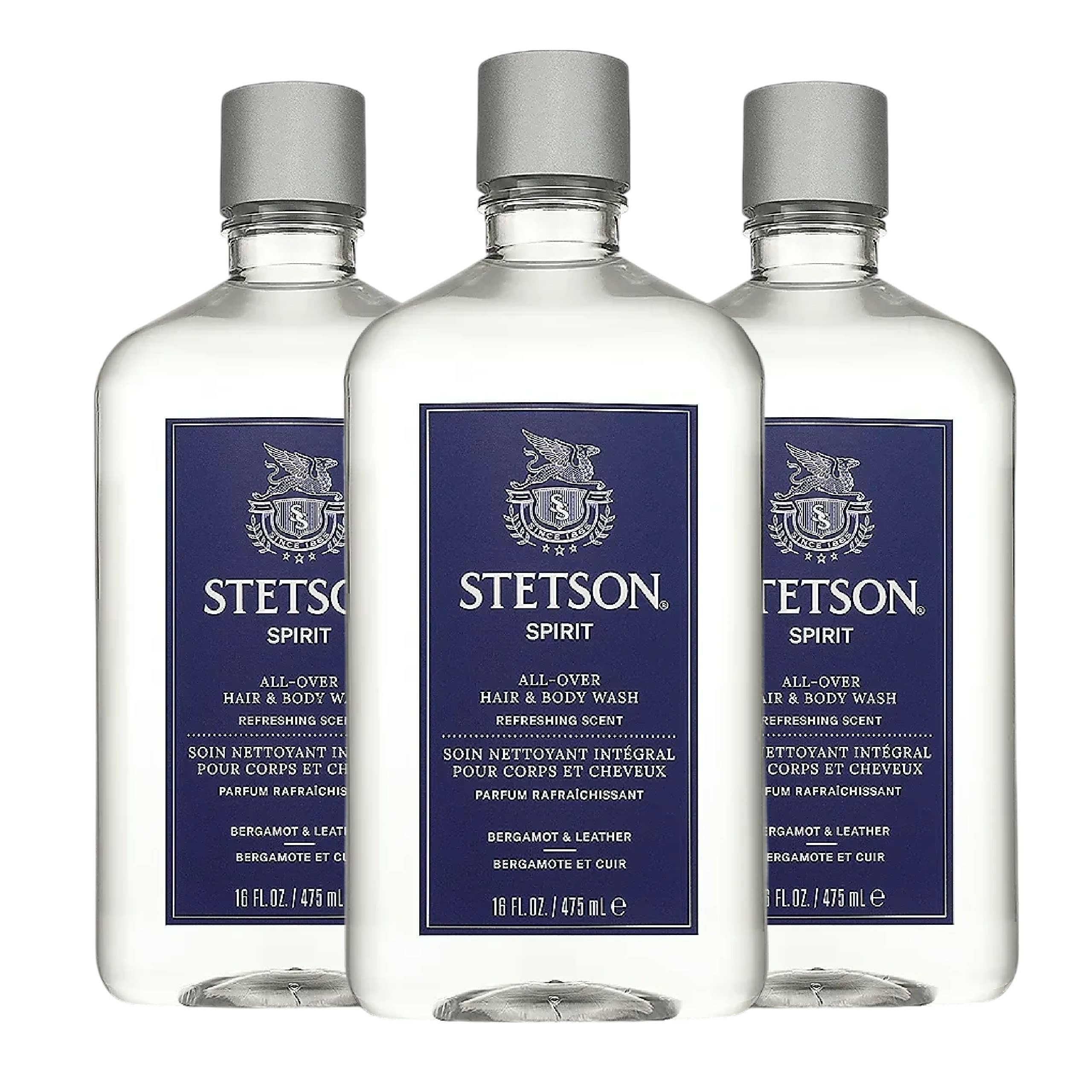 SCENT BEAUTY Stetson Personal Care All Over Hair & Body Wash - Moisturizing Body Wash & Shampoo - 16 oz - 3 Pack - Spirit