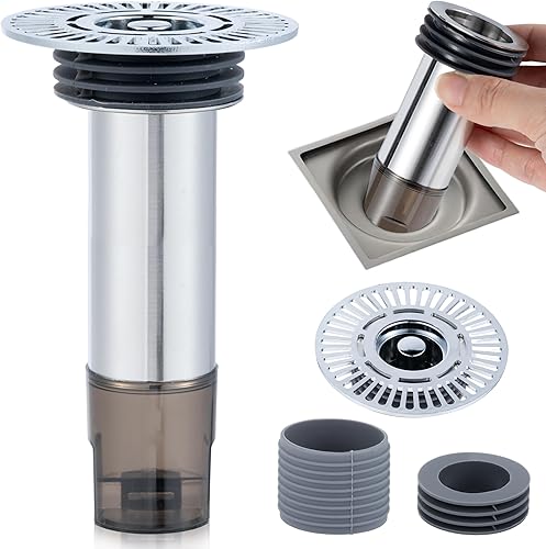 GQIRIL Shower Drain Plug Hair Catcher - Floor Drain Backflow Preventer, Hair Blo