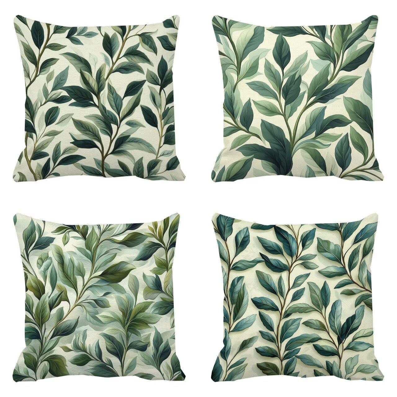 Coussin canapé vert feuille 30x30 cm pour chaise de jardin et décoration
