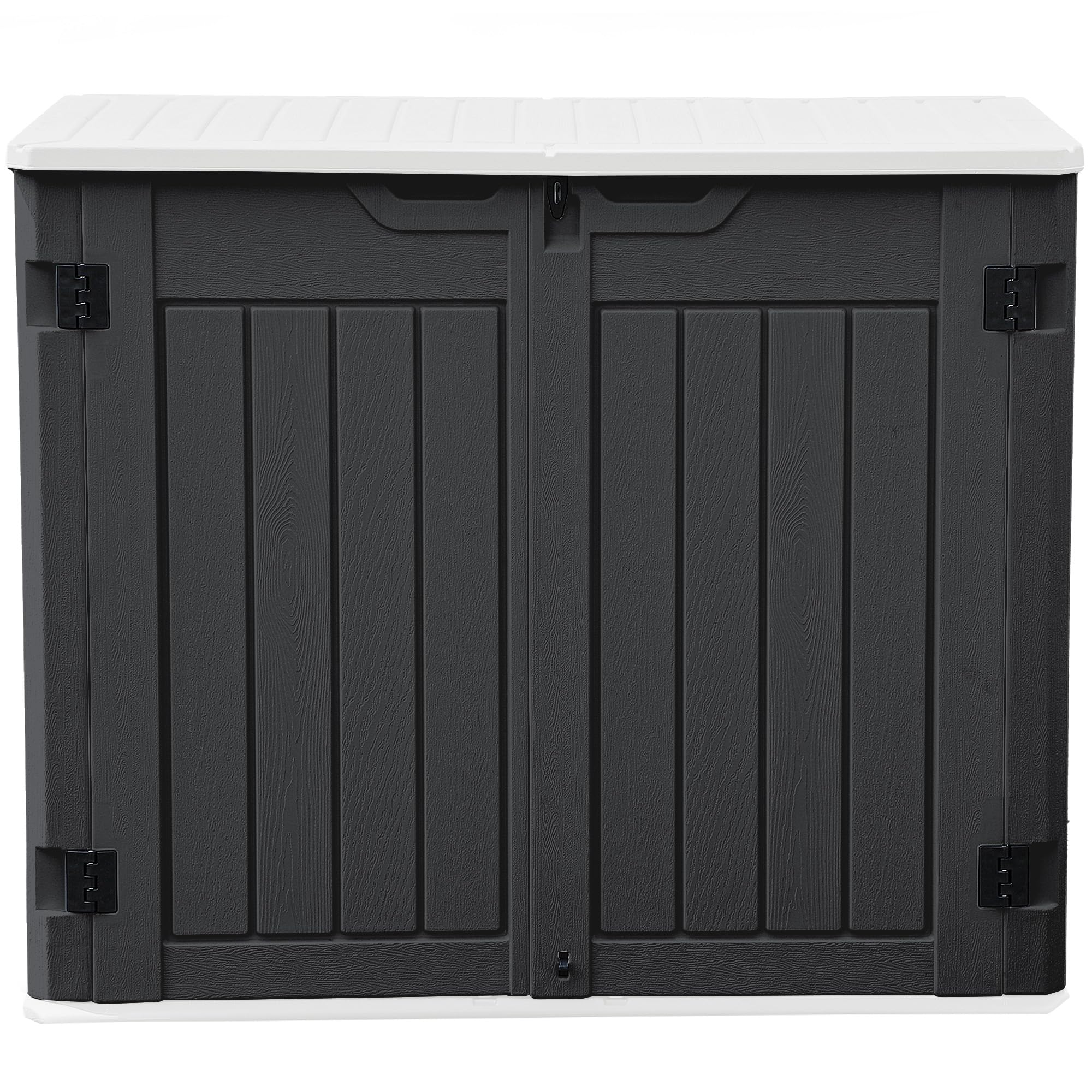 Photo 1 of **** AS IS ALL SALES FINAL NO RETURNS **** Outdoor Weather-Resistant Horizontal Storage Shed, 35 Cu Ft Capacity, Lockable and Waterproof, Suitable for Storing Garden Tools, Dark Gray