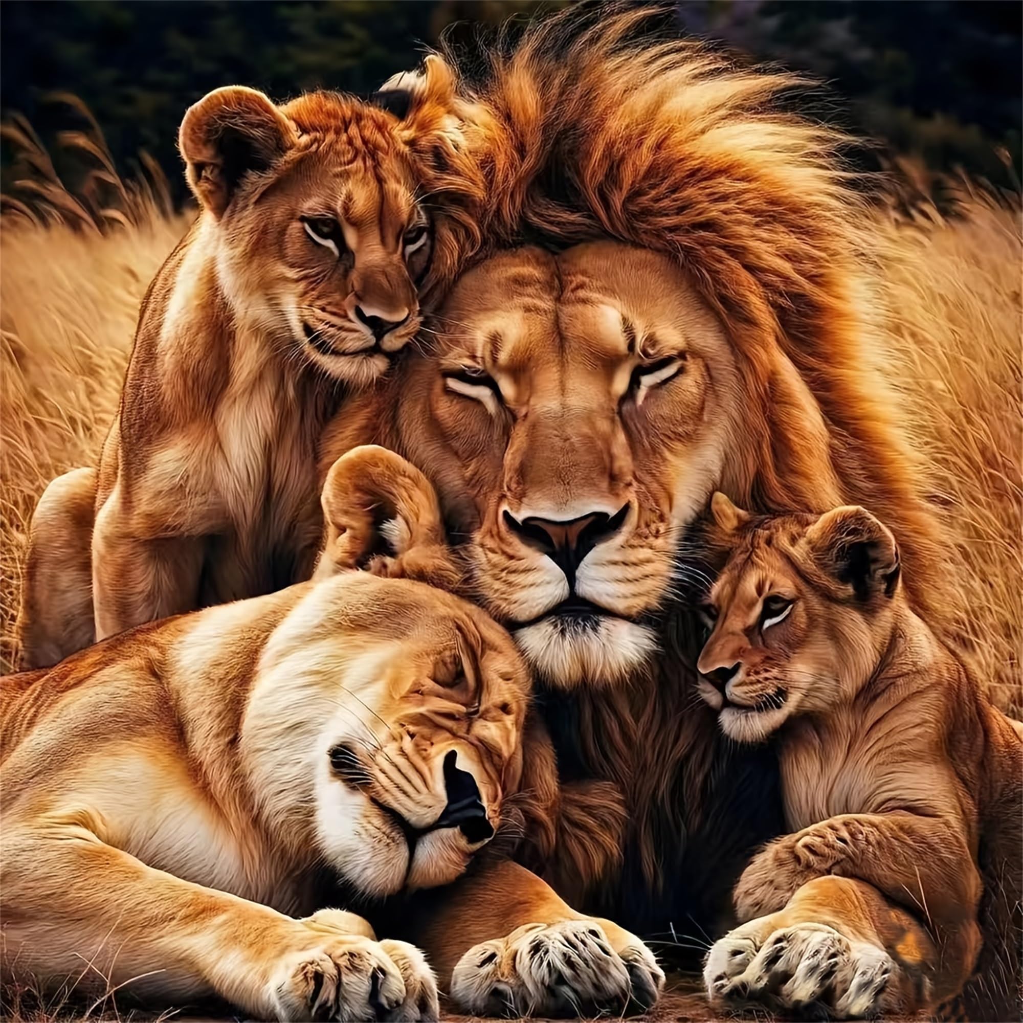 Qihensail 5D Lion Diamond Art Kit for Adults,Diamond Painting Kits for Beginner,Gem Art,Crystal Art Kits Round Drill for Home Wall Decor Gifts for Women, Men (Lion)