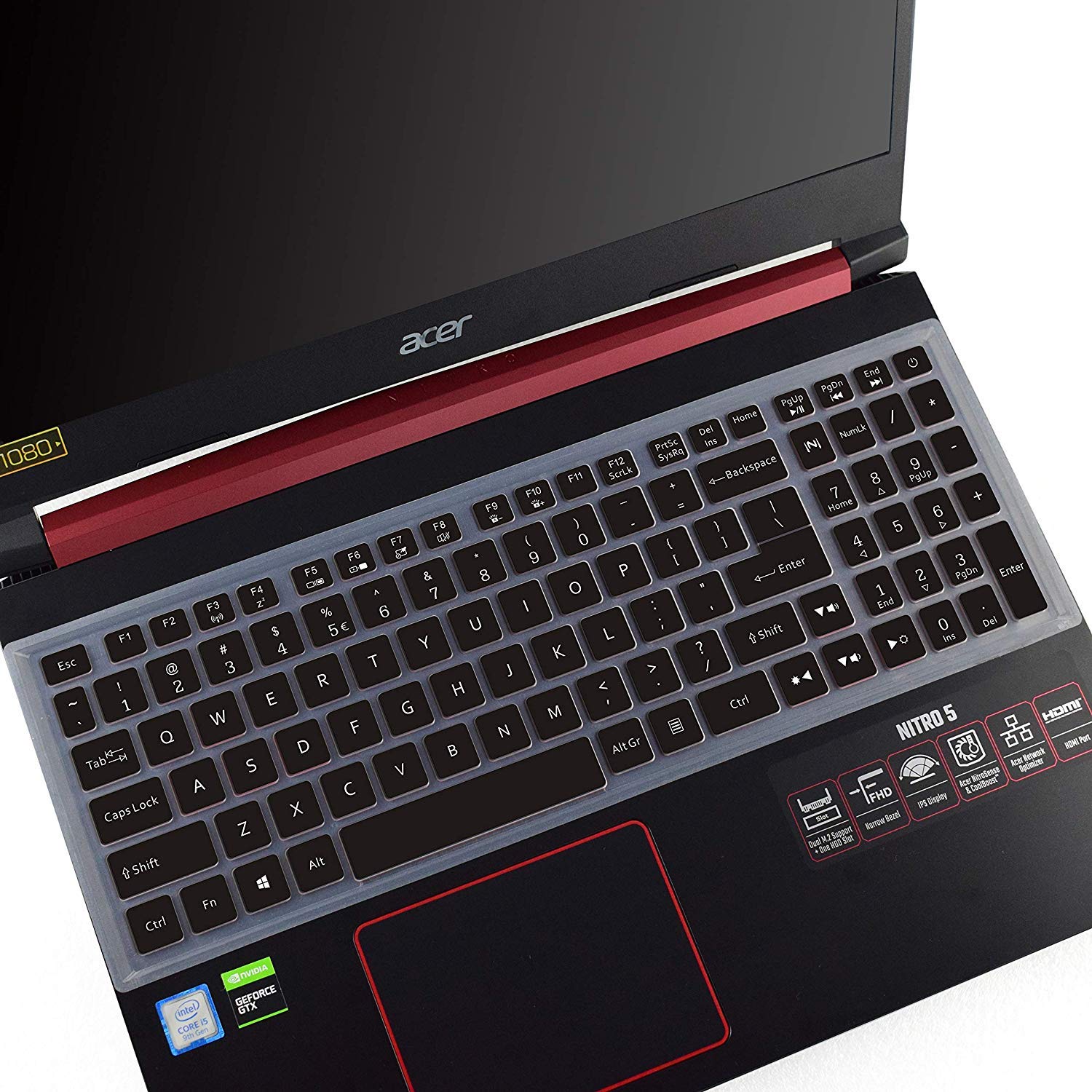 Saco Clear Keyboard Silicon Protector Ultra Thin Cover for 15.6" Acer Nitro 5 AN515-54-54W2, AN515-54-51M5,17.3" Acer Nitro 5 AN517-51,AN715-51 Gaming Laptop - Black with Clear (B07VS2FMQ2) Amazon Price History, Amazon Price Tracker