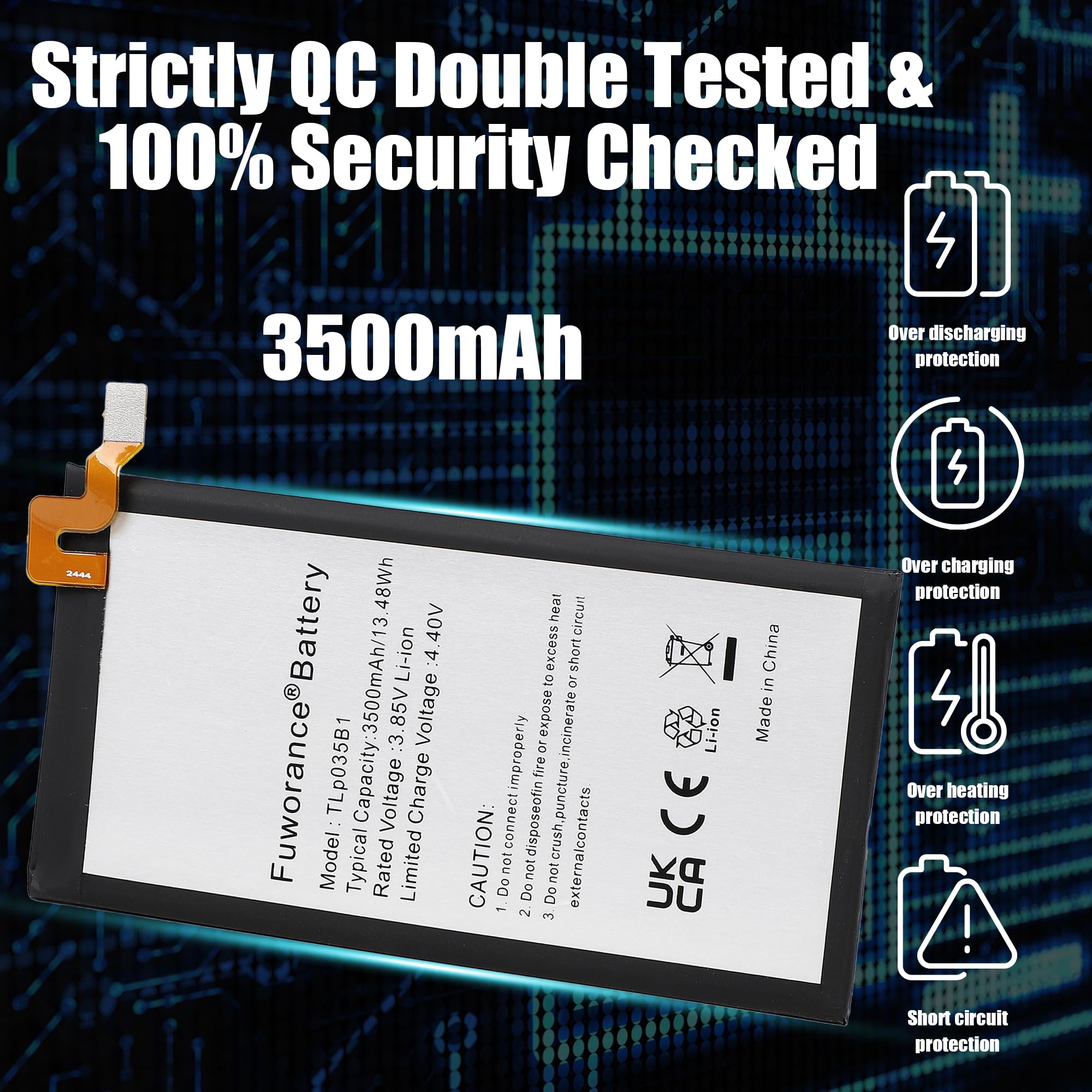 3500mAh 3.85V TLP035B1 Batteria di Ricambio Compatibile con Blackberry Key2 Key 2 Two BBF100-1 BBF100-2 Telefono Cellulare Ricaricabile Batteria agli ioni di litio +Un kit di Strumenti