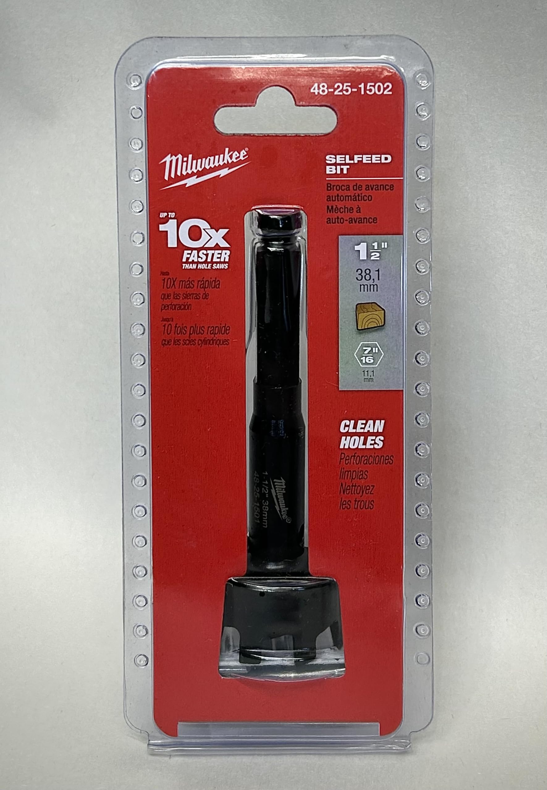 Milwaukee Wood Drilling Bit, 1-1/2In.Dia., Self Feed