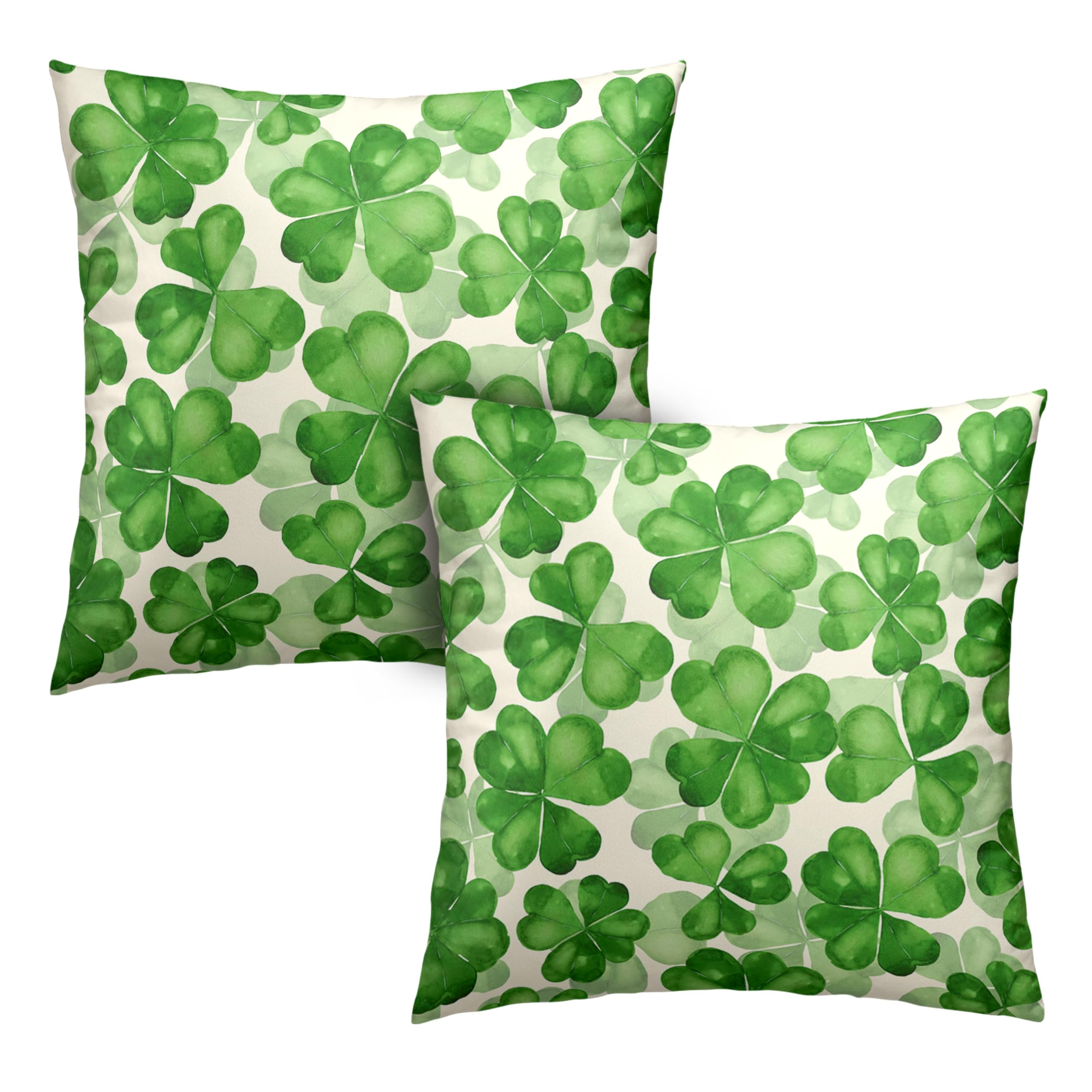 Kwlegh Saint Patricks Day Pillow Covers 18x18 Green Clover Pillow Case Set of 2 Lucky Charm Throw Pillow Covers St Patricks Cotton Blend Cushion Case