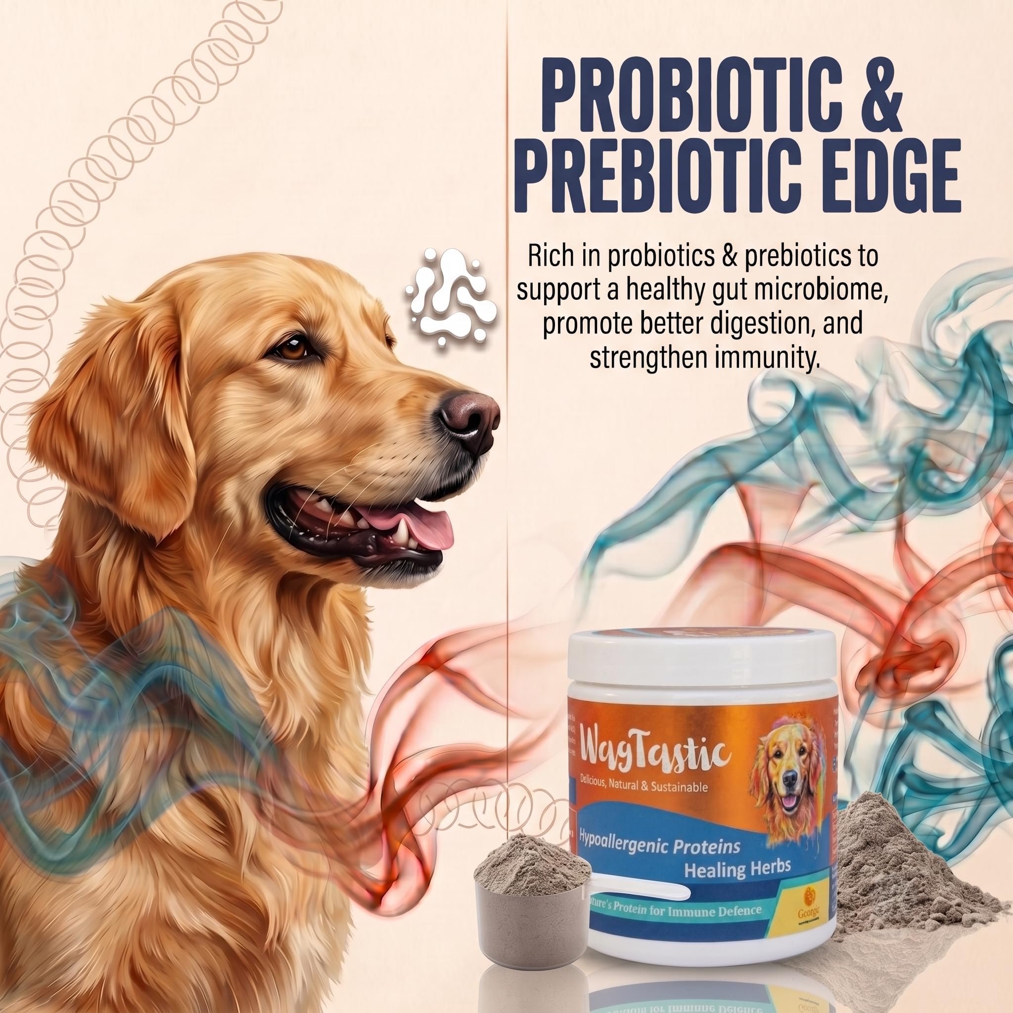 Wagtastic Dog Immunity & Gut Health Supplement Powder 150g Pack of 1 - Probiotics, Seaweed, Turmeric, Flaxseed & Ashwagandha for Digestion, Skin, Coat & Immune Support for Dogs of All Breeds — Amazon image 3