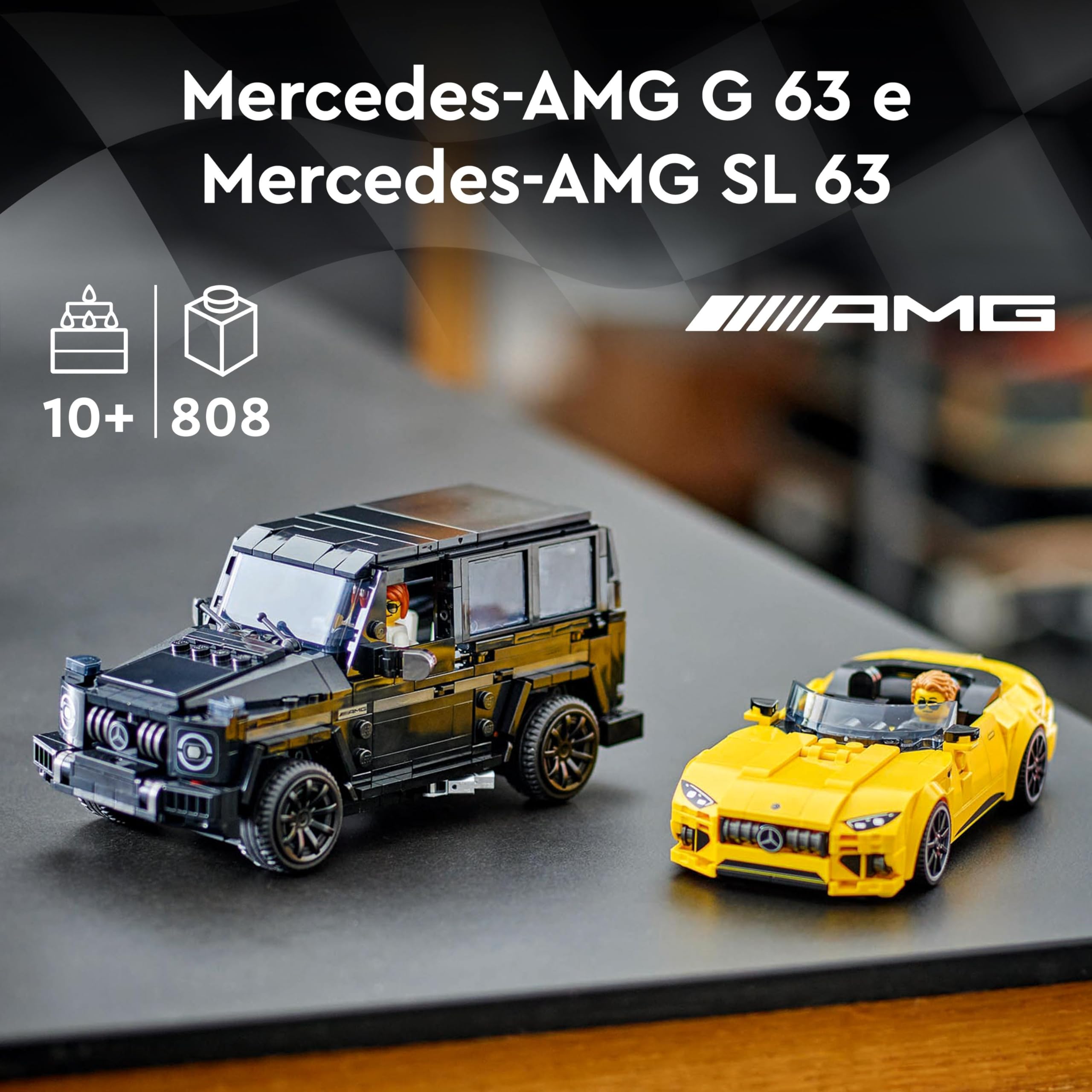 LEGO Speed Champions Mercedes-AMG G 63 e Mercedes-AMG SL 63, Macchine Giocattolo da Costruire, 2 Modellini di Auto per Bambini e Bambine da 10 Anni con Minifigure di Piloti, Regalo di Compleanno 76924