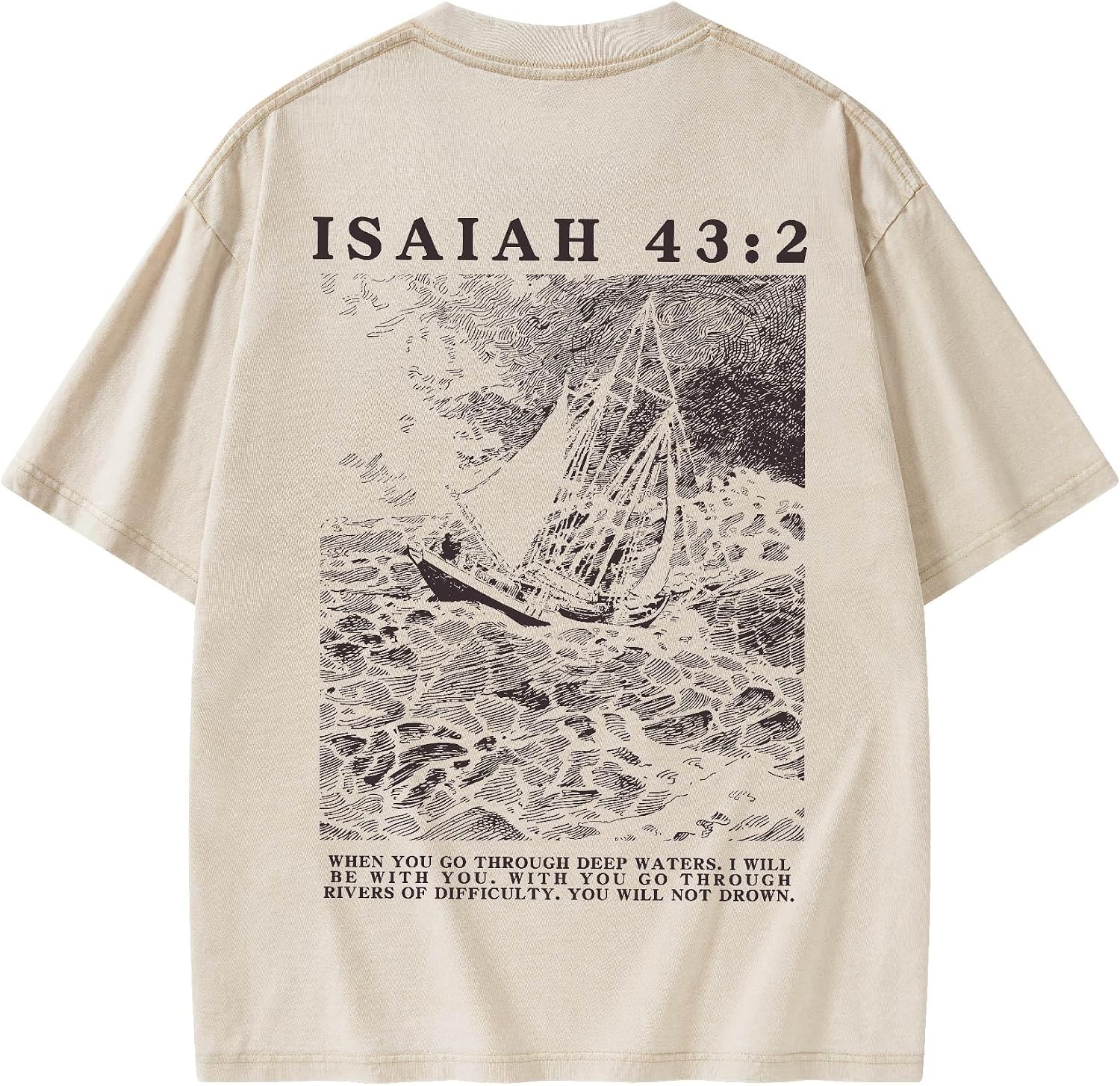 Graphic Tees Summer Novelty Women Men Cotton Oversized Fear Not Bible Christian Washed T-Shirt
