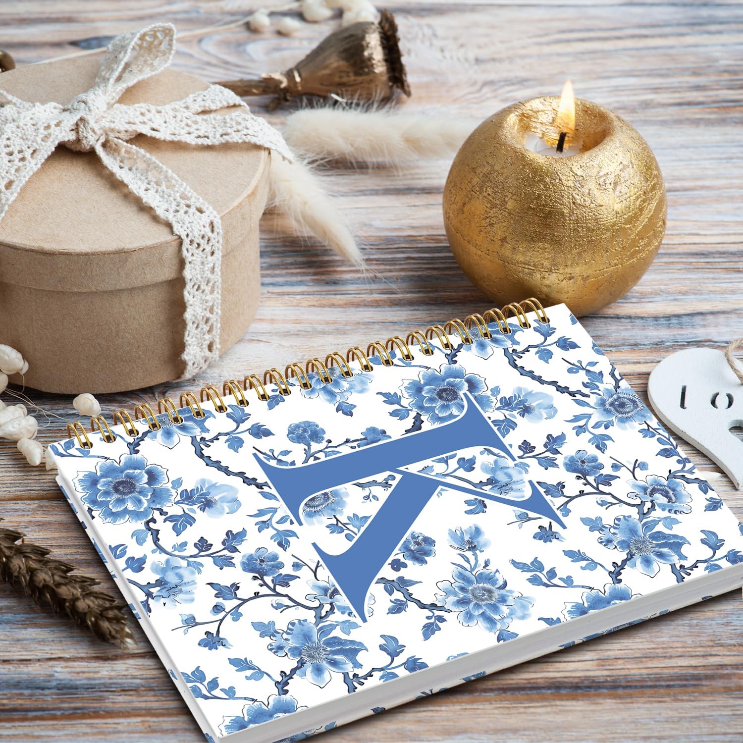 Blue Initial K Custom Notebook Journal, Personalized Teen Girl Gifts, Journal for Teen Girls, Monogrammed Gifts for Women Teen Girls, Custom Journal, College Ruled Spiral Notebook 5.5 x 8.3 - Image 3