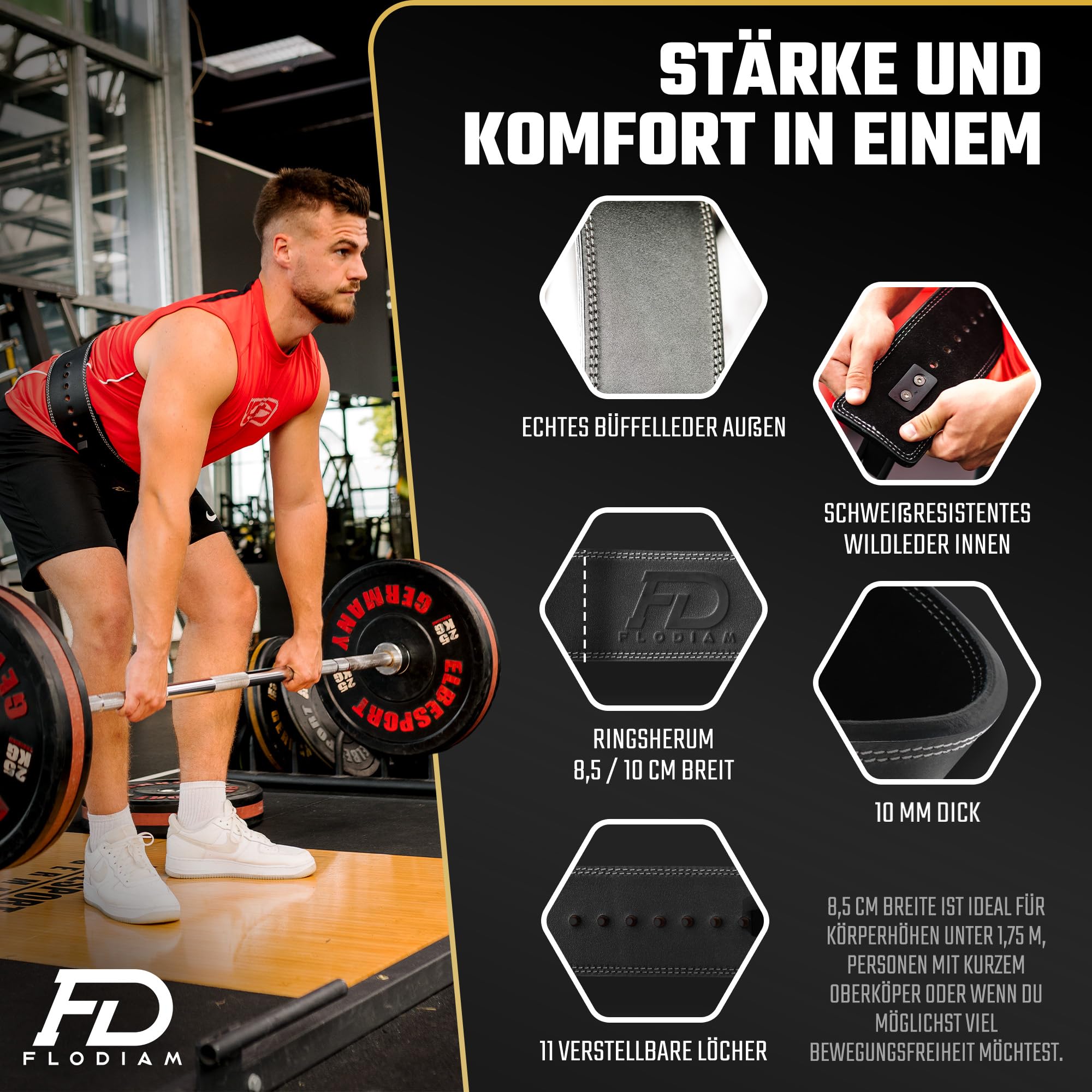Profi Gewichthebergürtel Full Power Design Herren & Damen [Schnellverstell] Hebelverschluss Gym Lifting Belt Fitness Gürtel Büffelleder Weightlifting Powerlifting - Jetzt Größe Wählen!