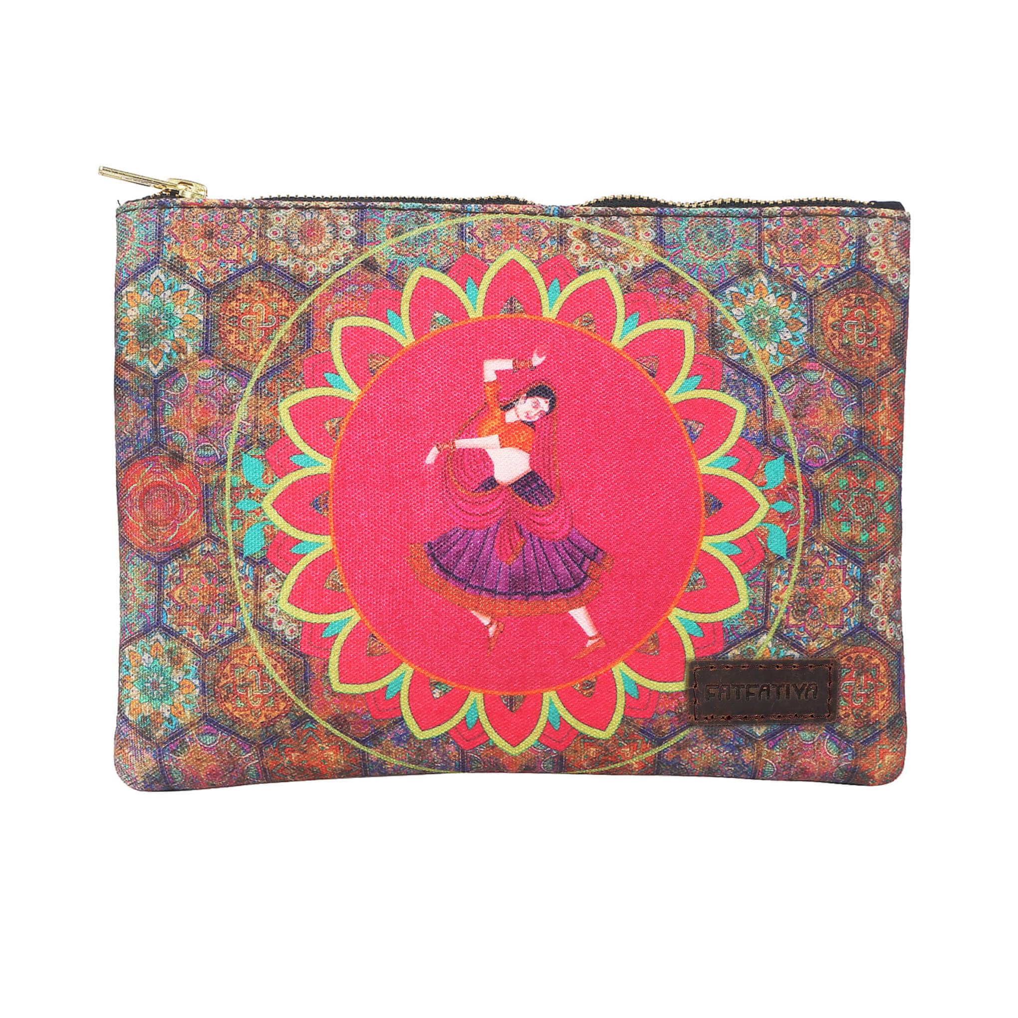 Dancing Lady Multipurpose Utility Pouch with Zip Clouser for Women & Girls, Ideal for Daily Use & Travel, Easy to Storing Keys, Wallet, Makeup and Accessories (18x12x1)-image-1