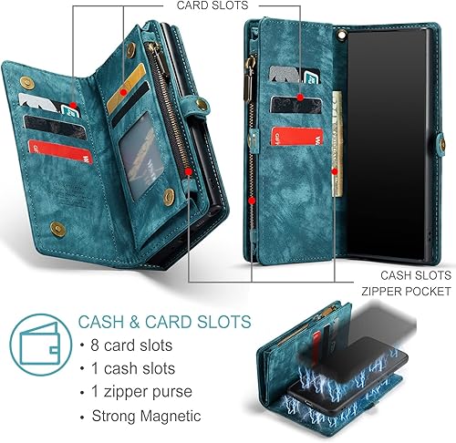 Miniatura 3 de Asuwish Funda para teléfono Samsung Galaxy Note 10 Plus Glaxay Note10+ 5G con cremallera, protector de pantalla de vidrio y tarjetero con tapa para