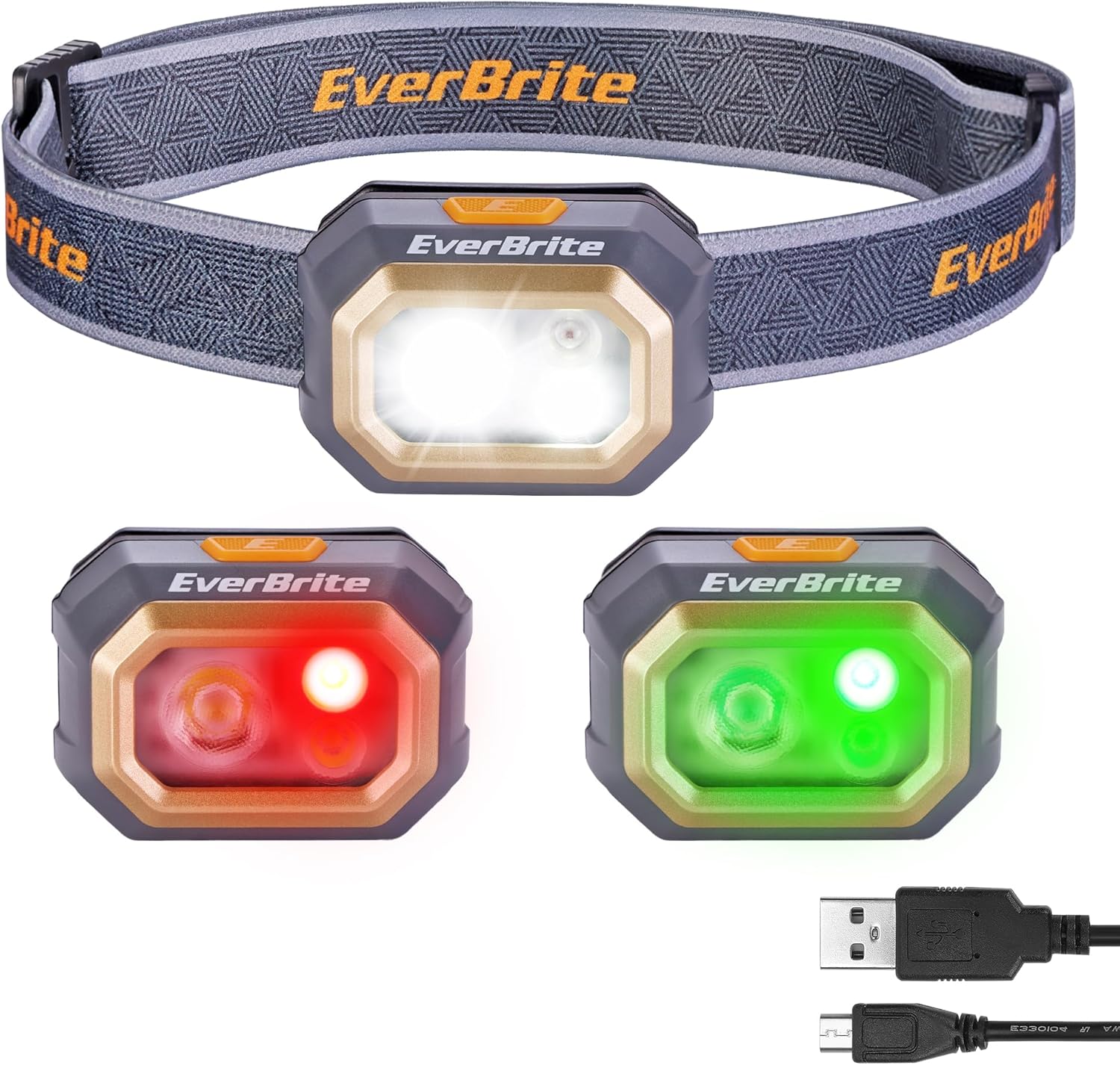 EverBrite Rechargeable Headlamp, 700 Lumens Head lamp for Adults, 6 Modes with White/Red/Green Light, 60° Adjustable LED Headlight for Hunting, Running, and Hiking