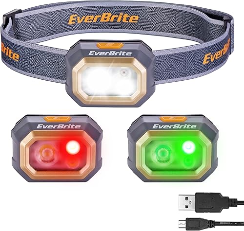 Miniatura 1 de EverBrite Linterna frontal recargable, 700 lúmenes para adultos, 6 modos con luz blancarojaverde, faro LED ajustable de 60 para caza, correr y