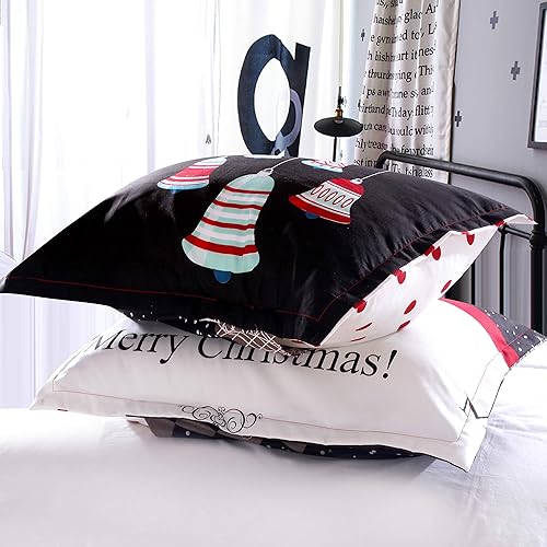 Miniatura 4 de LAMEJOR Juego de fundas de colcha y almohada de lujo con estilo navideño, suave, 1 funda de colcha y 2 fundas de almohada