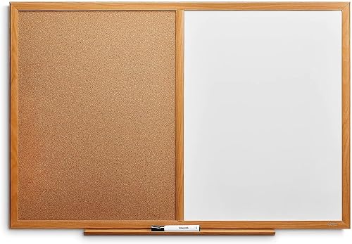 Staples Pizarra blanca estándar de corcho y borrado en seco, 3 pies x 2 pies, paquete de 2 (ST52691-CCVS)