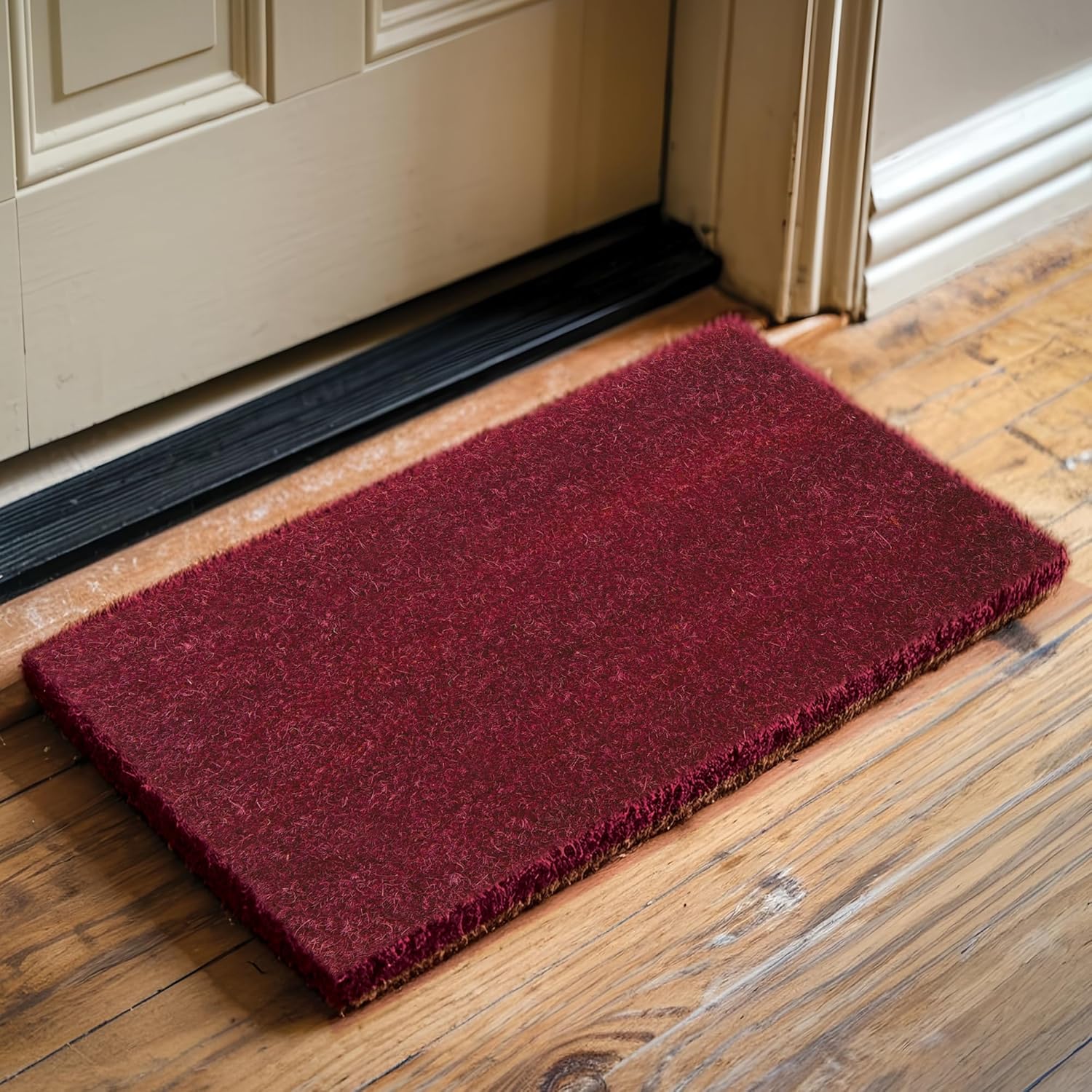 Comart, Plain Color Coir Filth Trapper Mat Vibrant Entrance Rug Foot Dryer Non Slip Backing Out of doors Indoor Heavy Responsibility Straightforward Clear Bordeaux