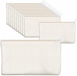 13 buste in tela di cotone, fai da te, borse con cerniera, sacchetti, astucci per matite per il trucco, articoli da toeletta, cosmetici, cancelleria (colore bianco, dimensioni 20x14cm).