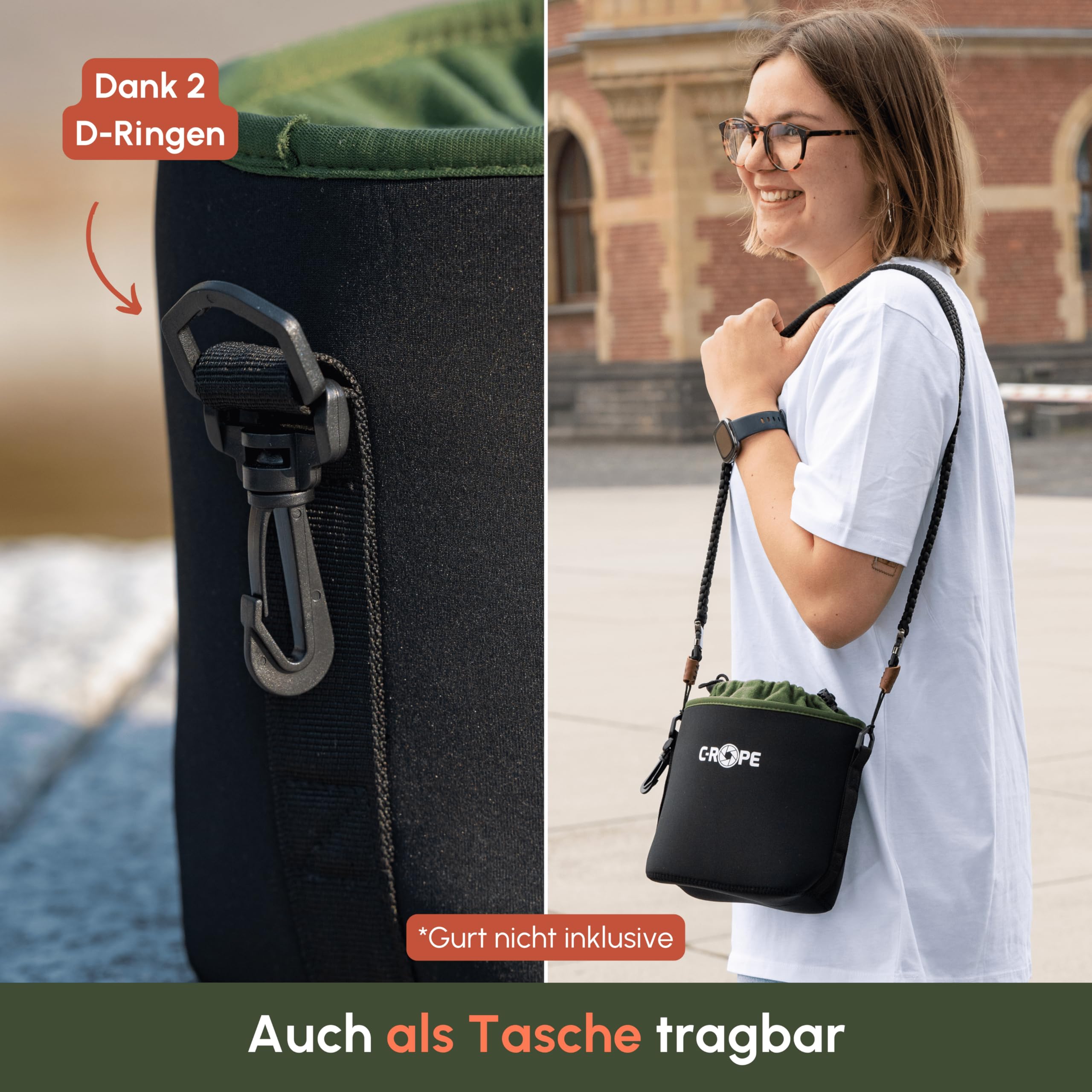 C-Rope Sac pour Appareil Photo en néoprène avec Doublure en Polaire, résistant à l'eau