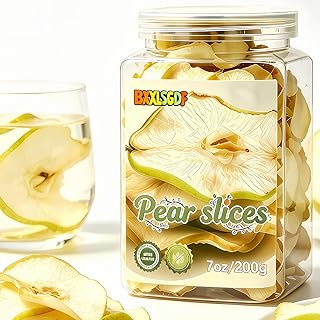 7oz Dried Pear Slices - Pure Fruit, No Sugar Added, Unsweetened, Natural Sweet Flavor, for Drinks, Baking and Snacking, Resealable Jar (200g)