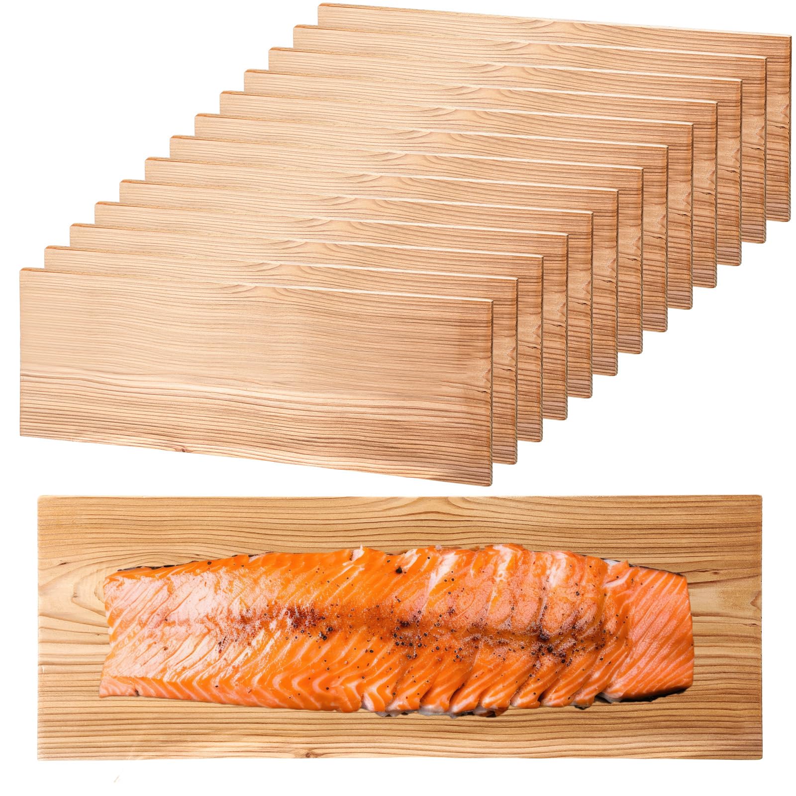 Landical 13 szt. XL XXL duże deski do grillowania z drewna cedrowego, grubsza konstrukcja, pełny filet z łososia, mięsa, ryb i warzyw, dodaje dodatkowego dymu i smaku, szybkie i łatwe w użyciu (38 x